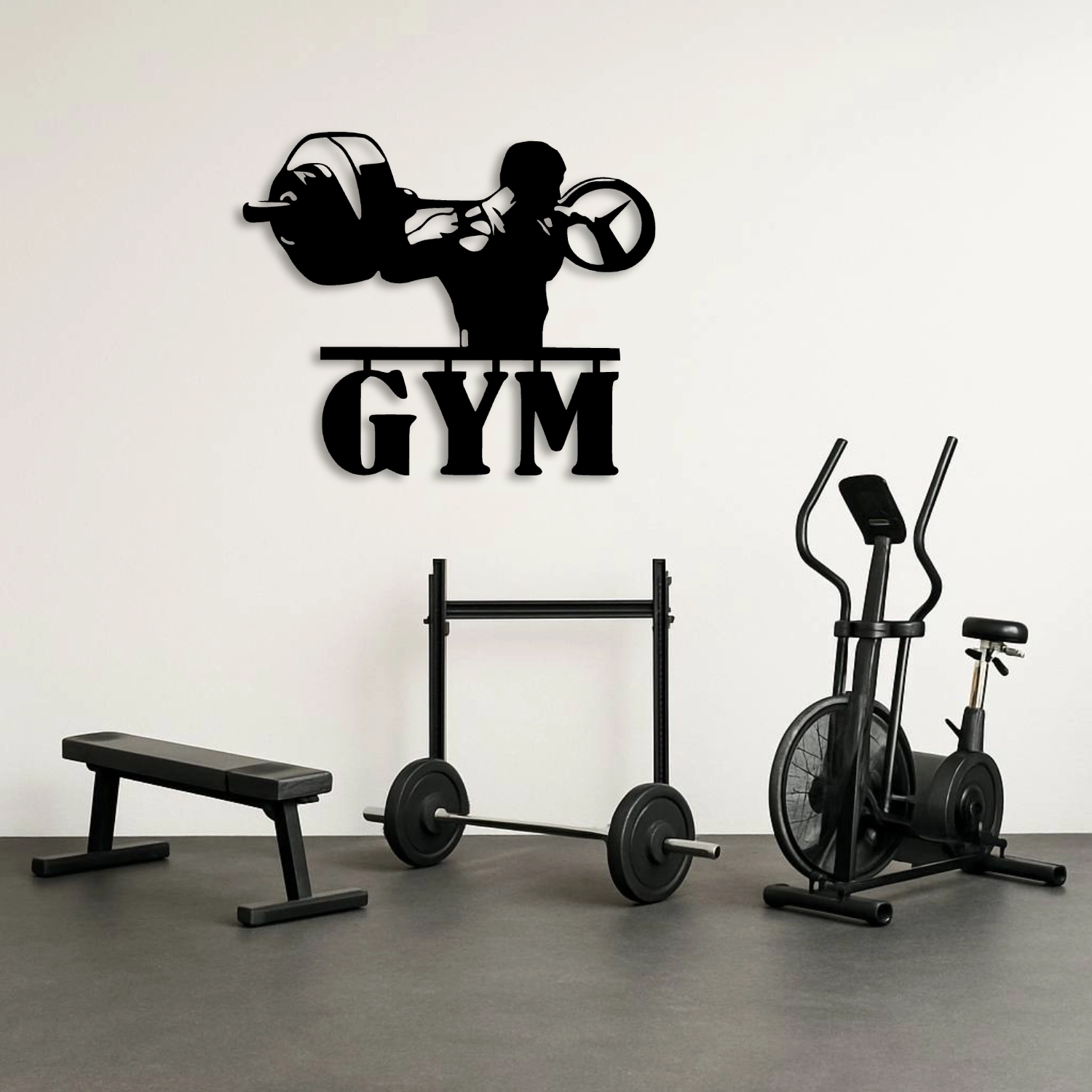 GYM Yazılı Ağırlık Kaldıran Sporcu Metal Tablo