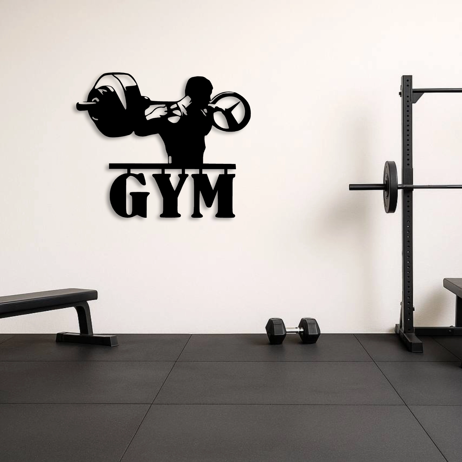 GYM Yazılı Ağırlık Kaldıran Sporcu Metal Tablo