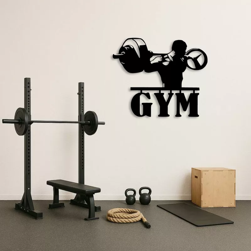 GYM Yazılı Ağırlık Kaldıran Sporcu Metal Tablo