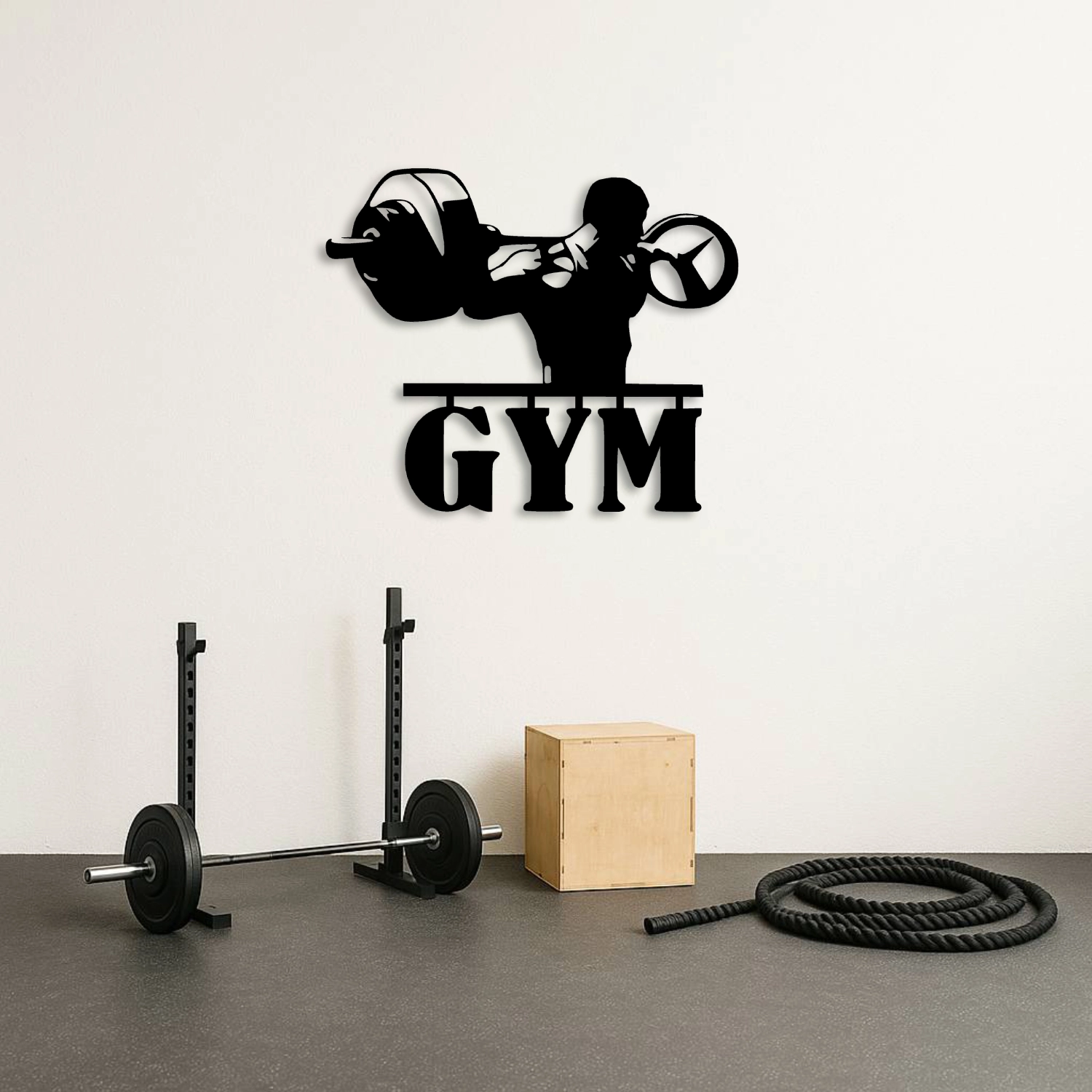 GYM Yazılı Ağırlık Kaldıran Sporcu Metal Tablo