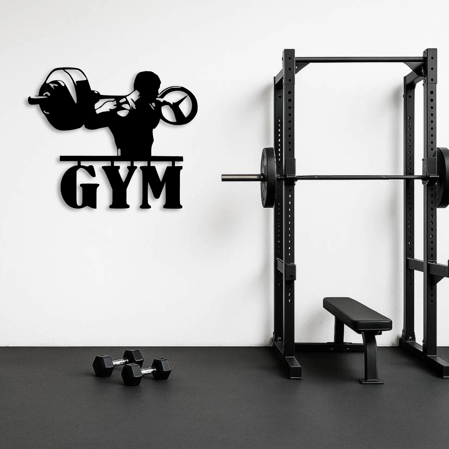 GYM Yazılı Ağırlık Kaldıran Sporcu Metal Tablo
