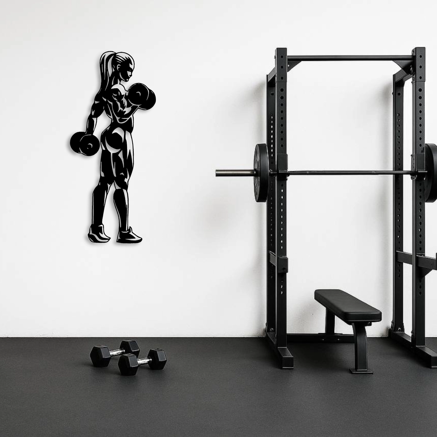 Strong Woman Dumbbell Workout Metal Duvar Tablosu