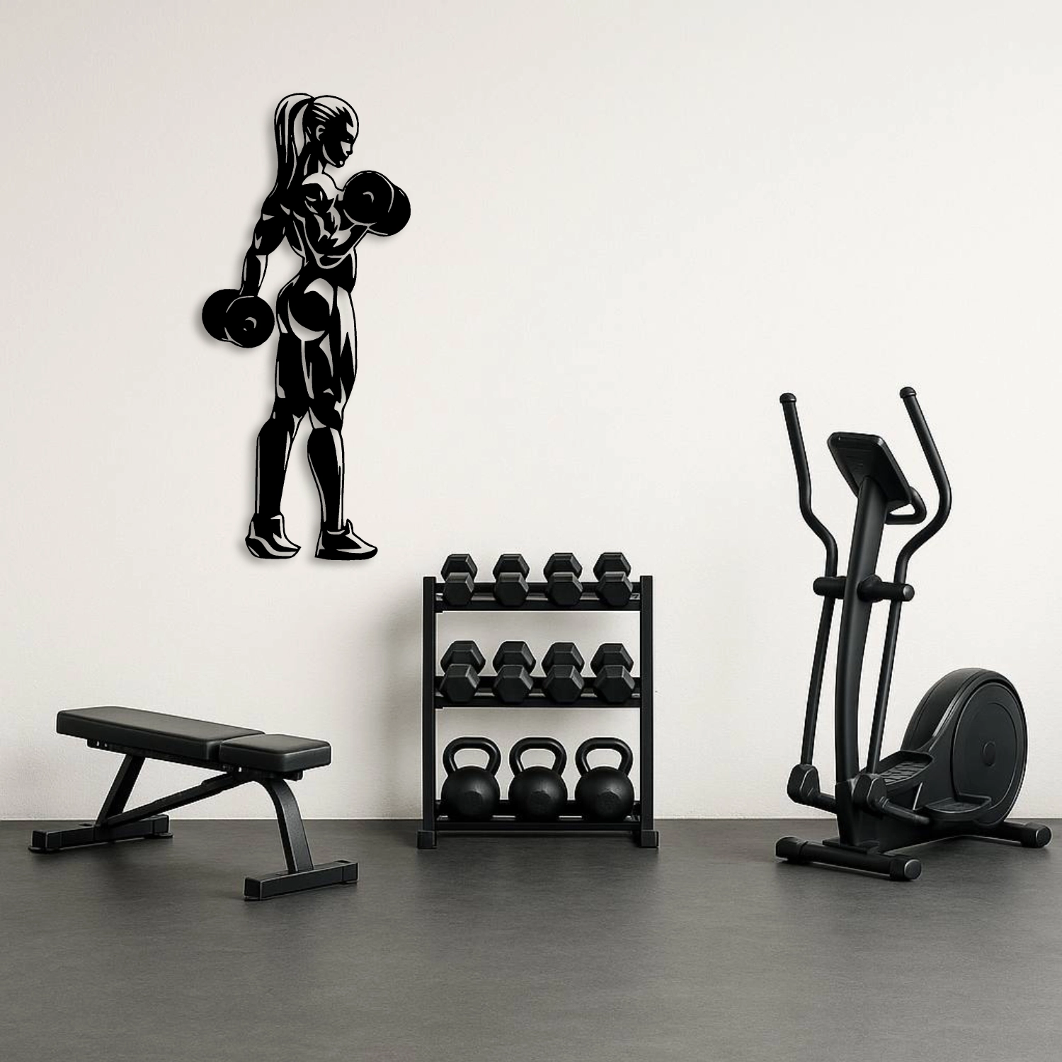 Strong Woman Dumbbell Workout Metal Duvar Tablosu