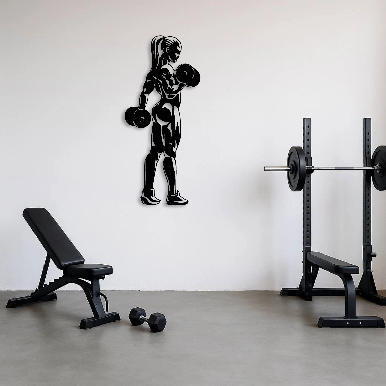 Strong Woman Dumbbell Workout Metal Duvar Tablosu