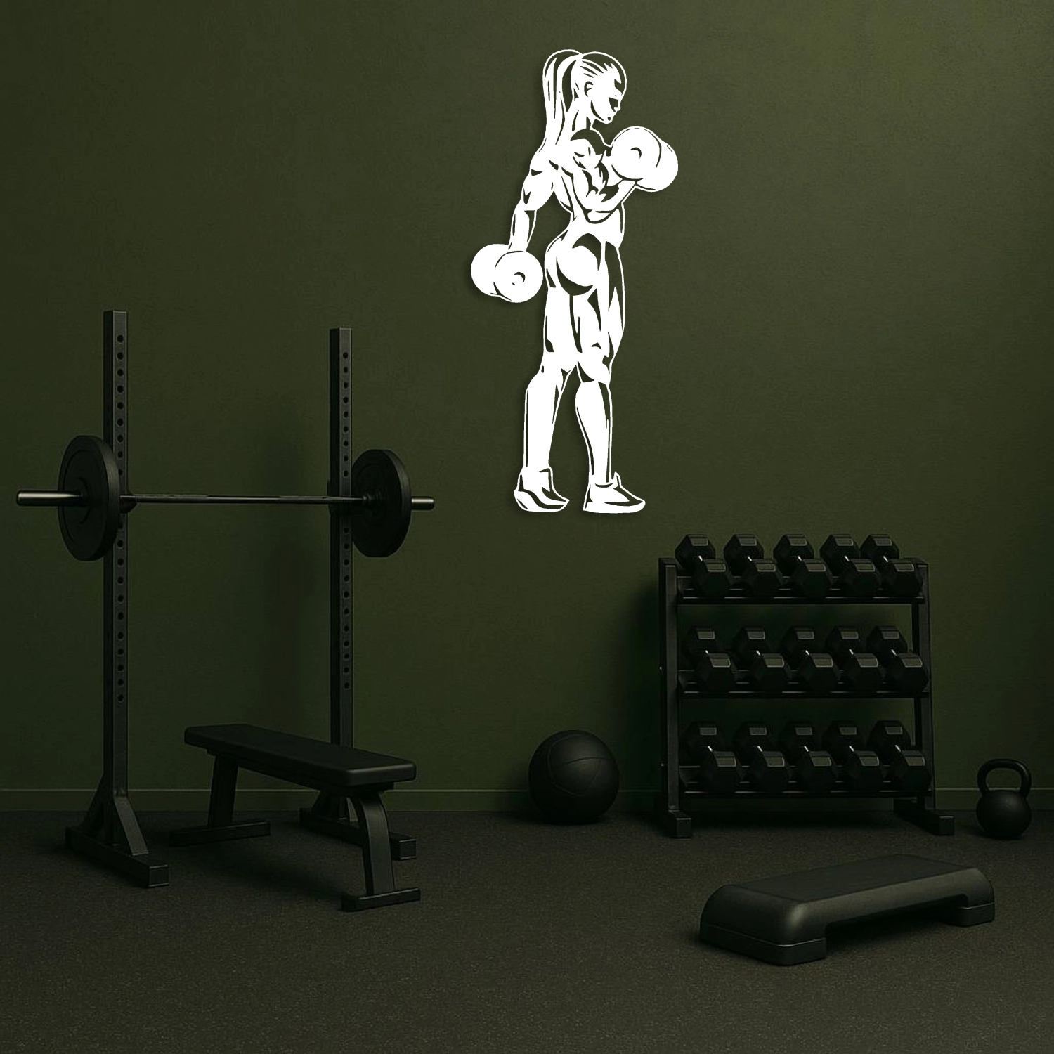 Strong Woman Dumbbell Workout Metal Duvar Tablosu