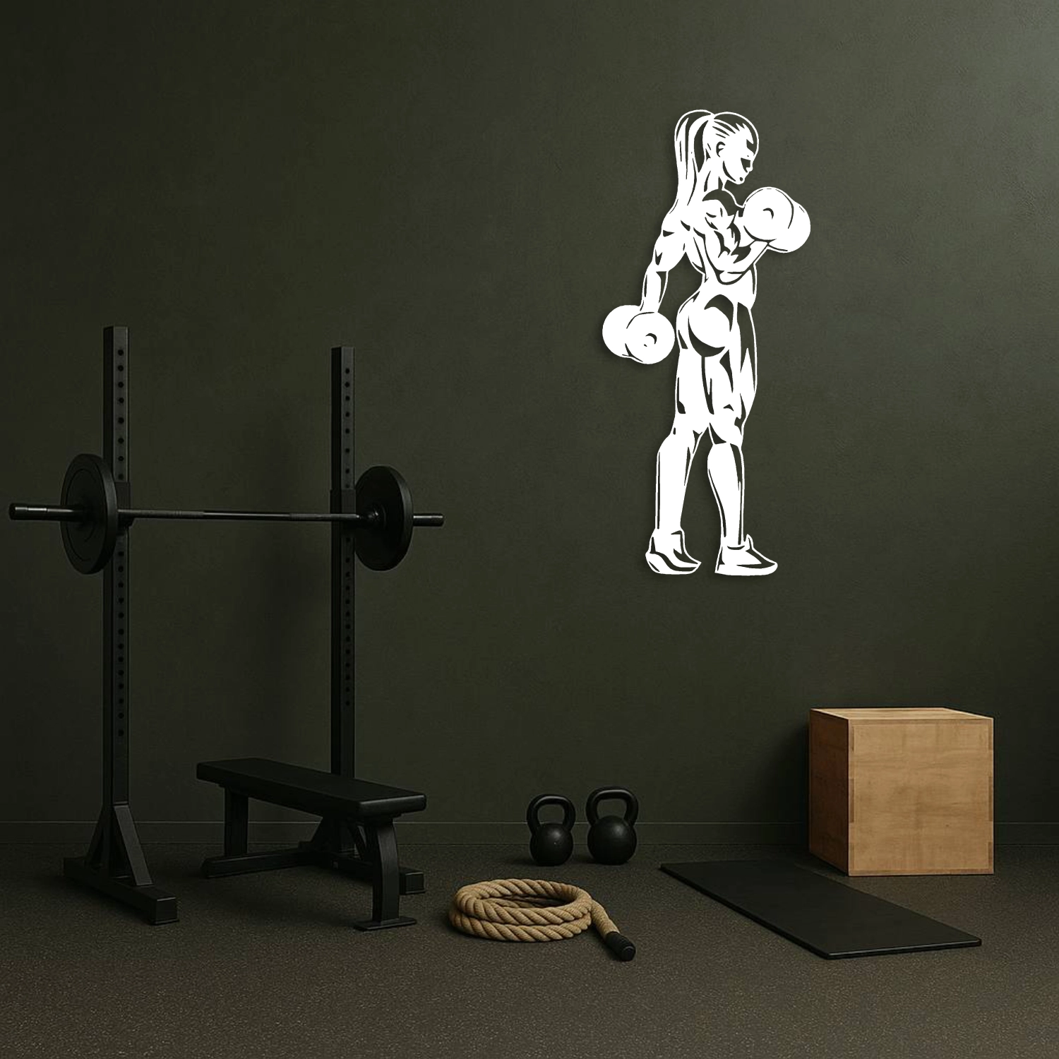 Strong Woman Dumbbell Workout Metal Duvar Tablosu