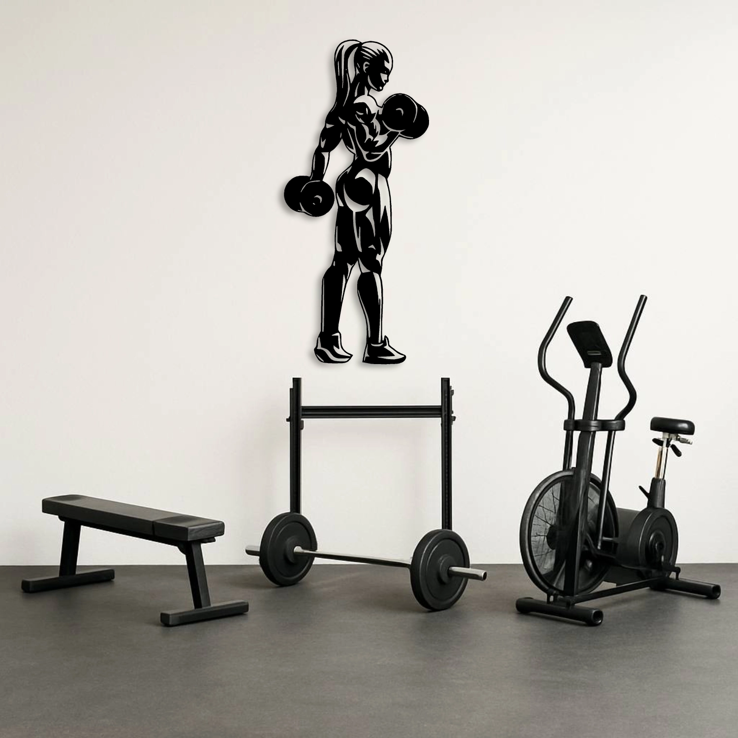 Strong Woman Dumbbell Workout Metal Duvar Tablosu