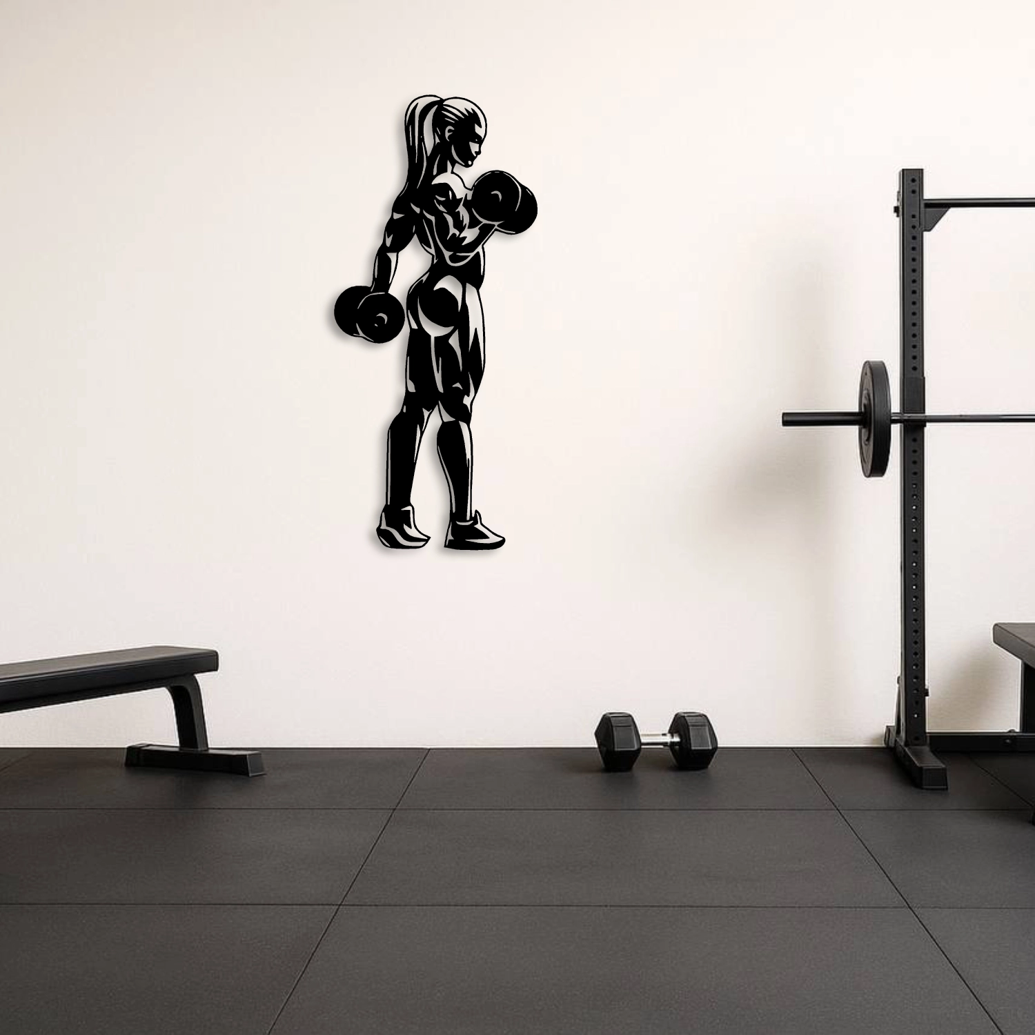 Strong Woman Dumbbell Workout Metal Duvar Tablosu