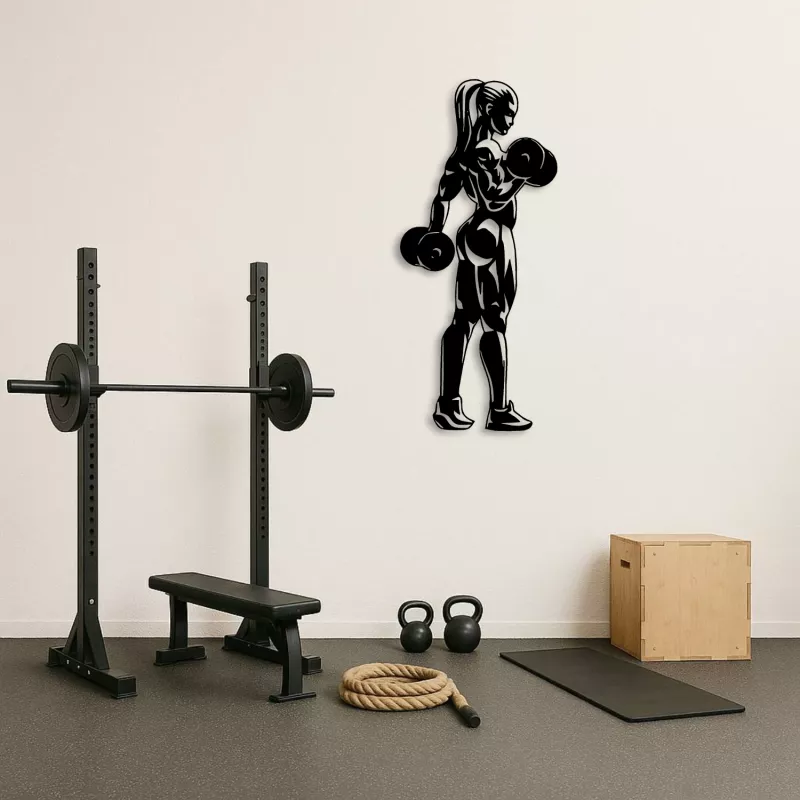 Strong Woman Dumbbell Workout Metal Duvar Tablosu