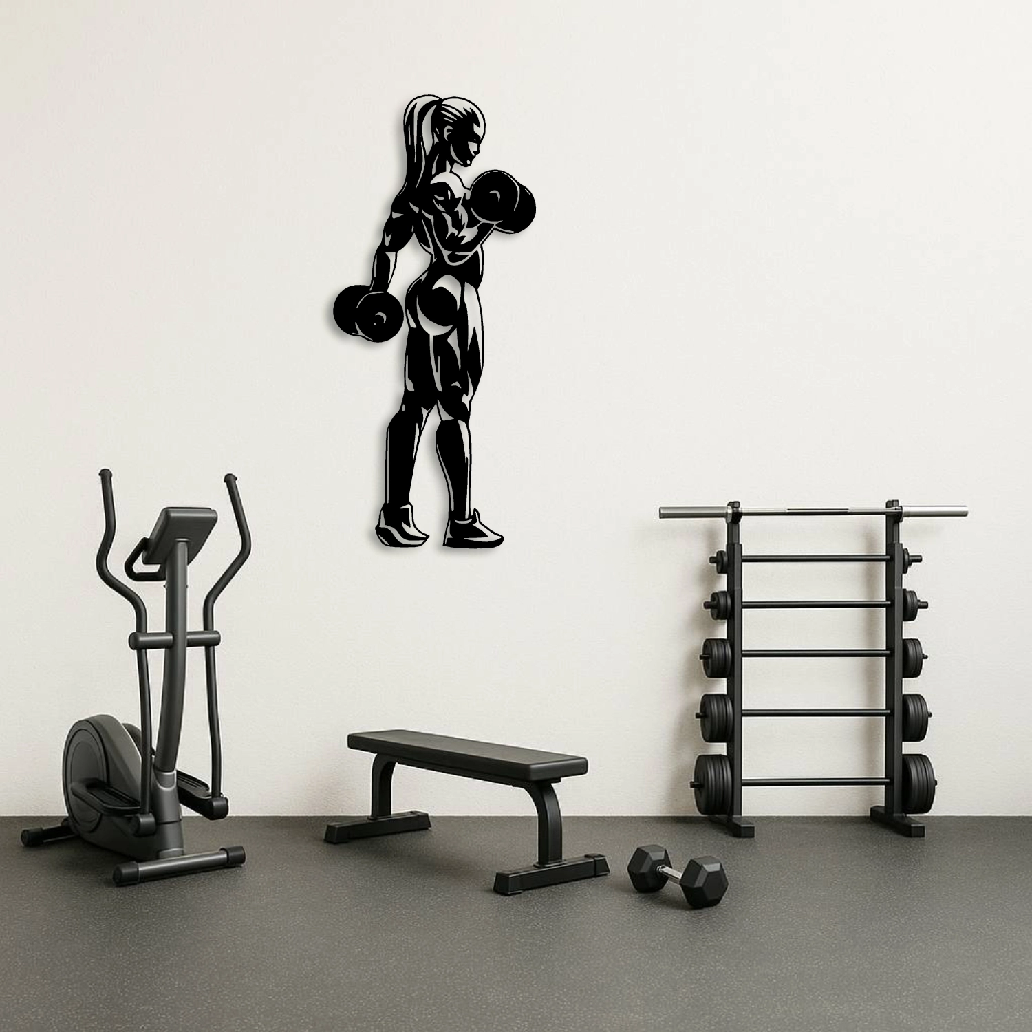 Strong Woman Dumbbell Workout Metal Duvar Tablosu