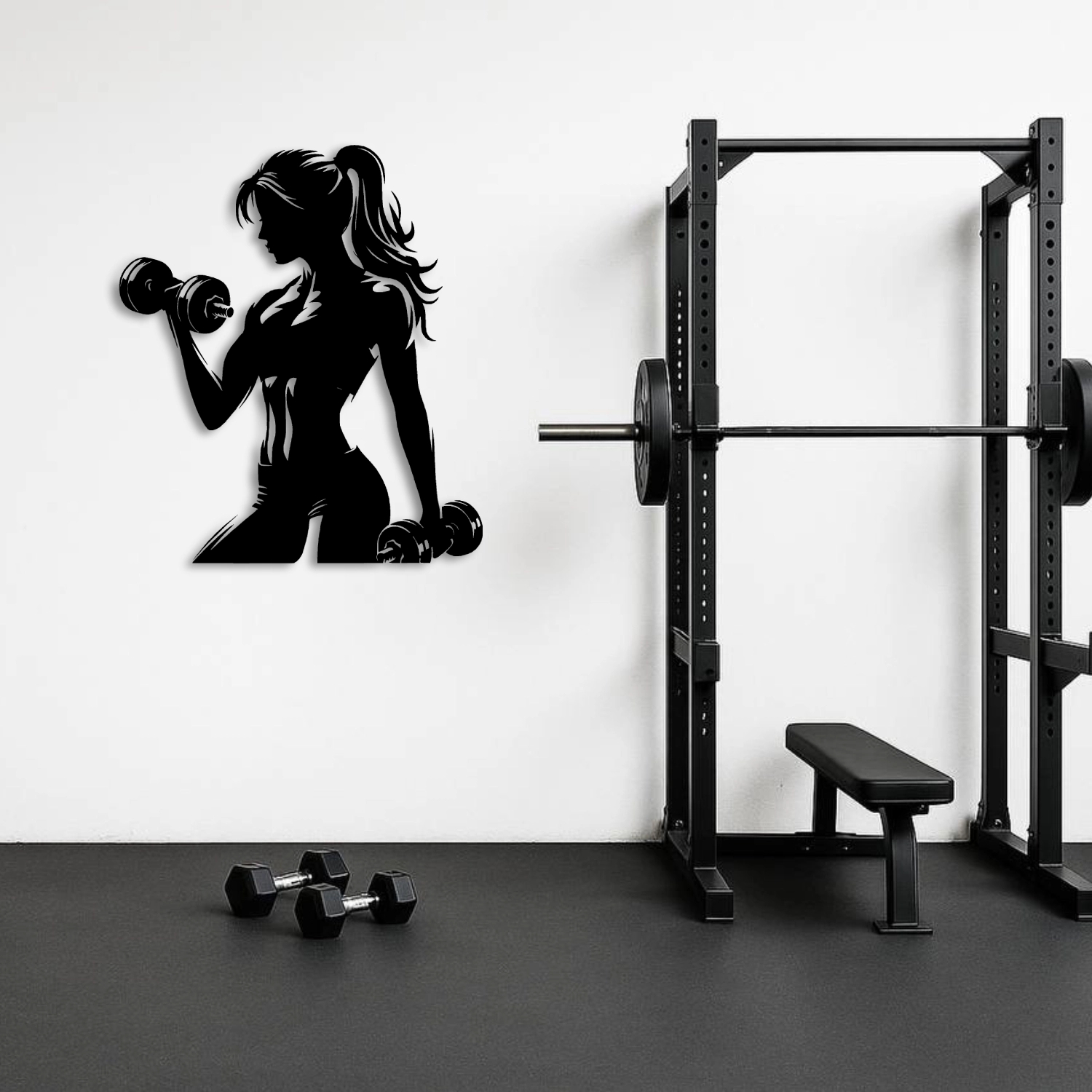 Overhead Press Halterci Erkek Silüeti Metal Duvar Tablosu