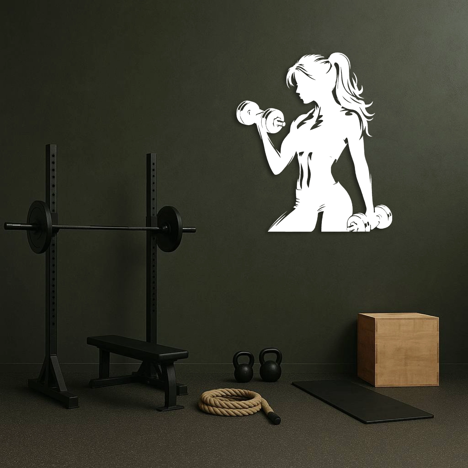 Overhead Press Halterci Erkek Silüeti Metal Duvar Tablosu