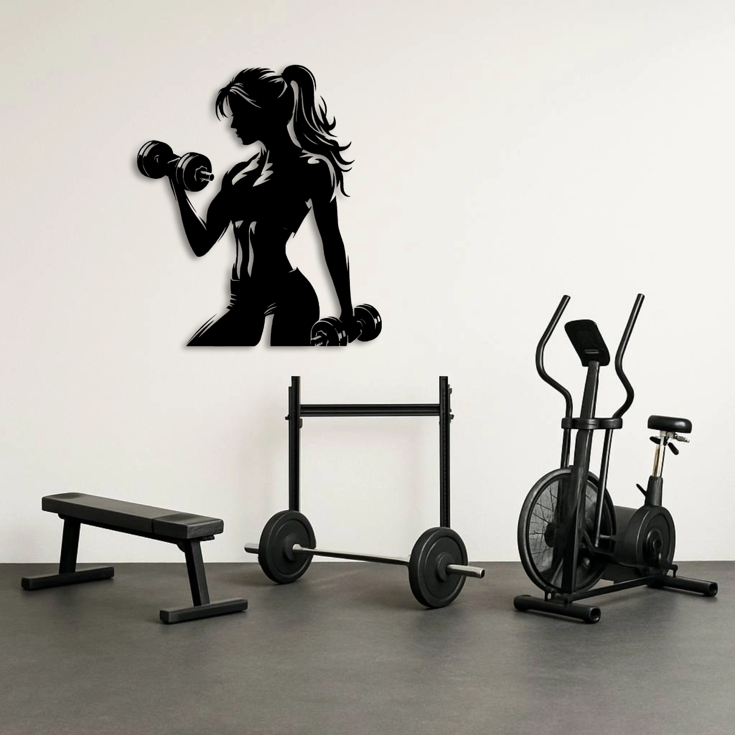Overhead Press Halterci Erkek Silüeti Metal Duvar Tablosu