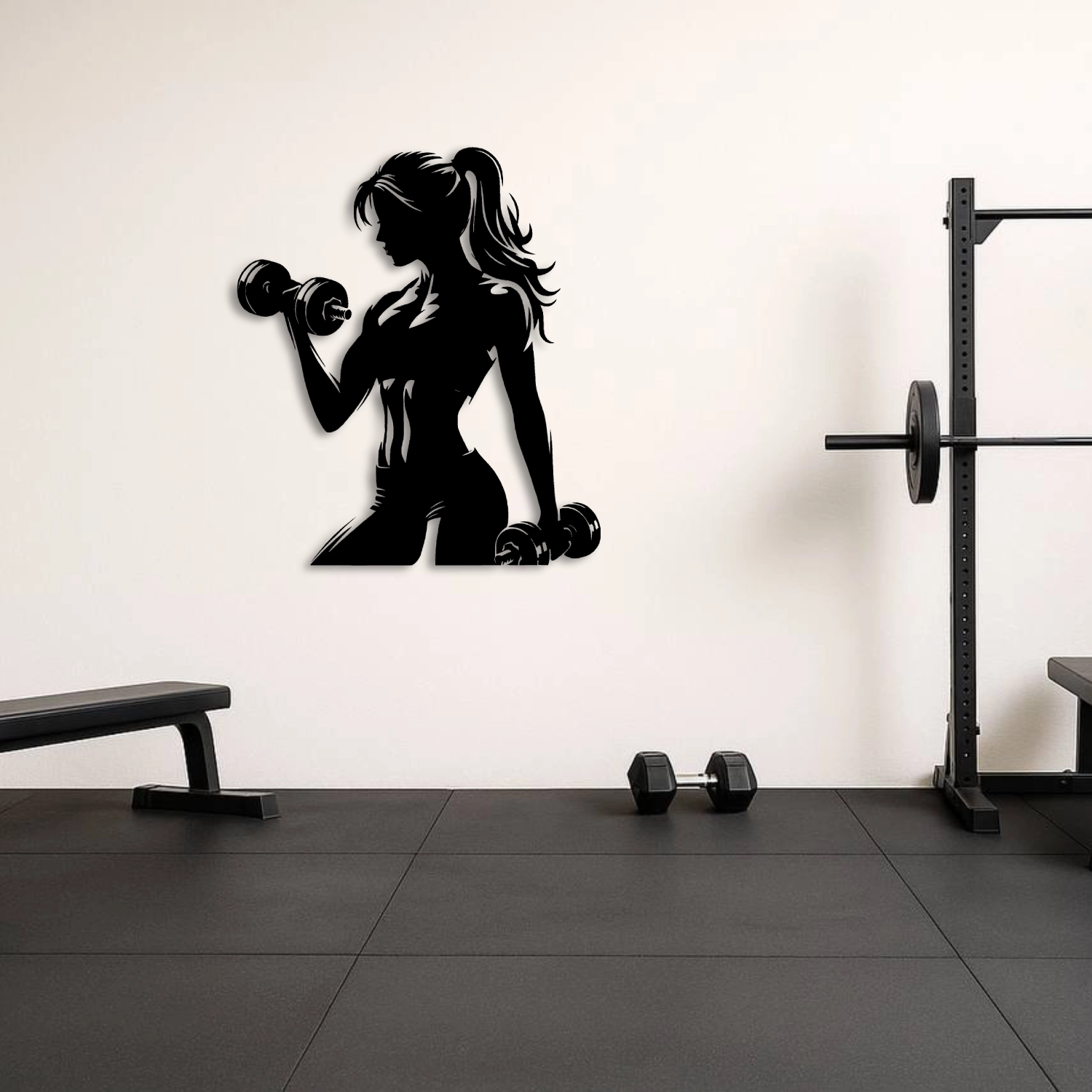 Overhead Press Halterci Erkek Silüeti Metal Duvar Tablosu