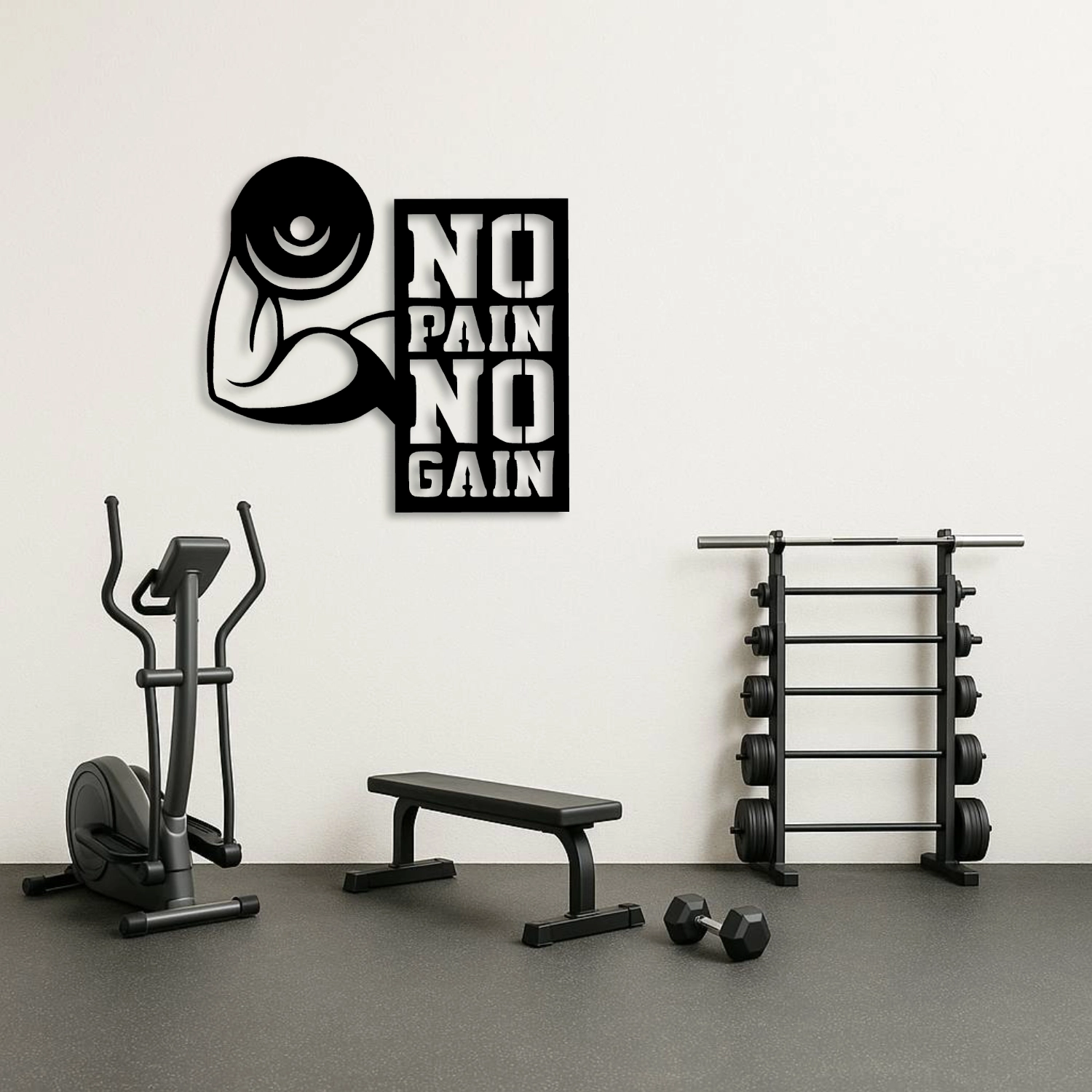 ’’No Pain No Gain’’ Motivasyon Yazılı Metal Duvar Tablosu