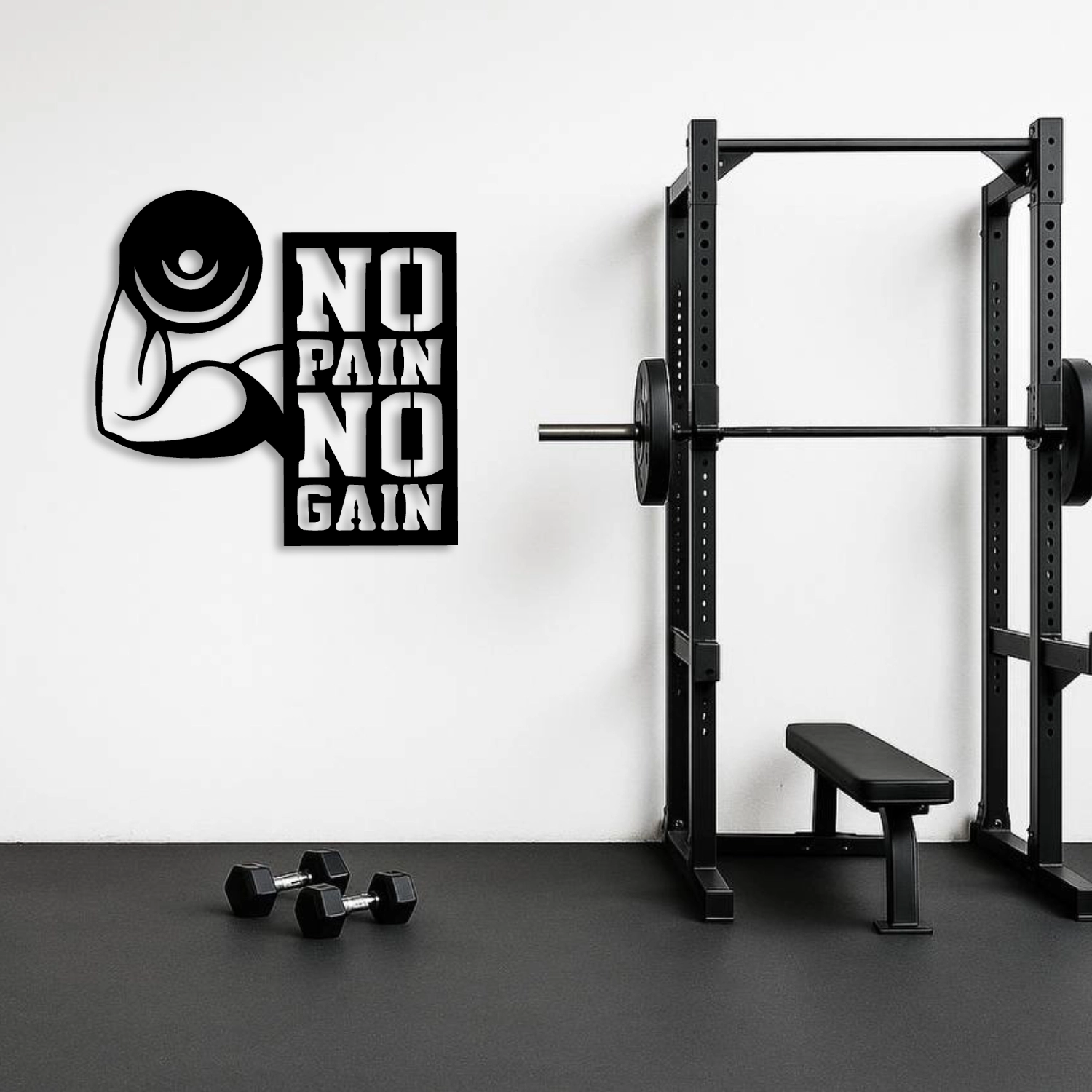 ’’No Pain No Gain’’ Motivasyon Yazılı Metal Duvar Tablosu