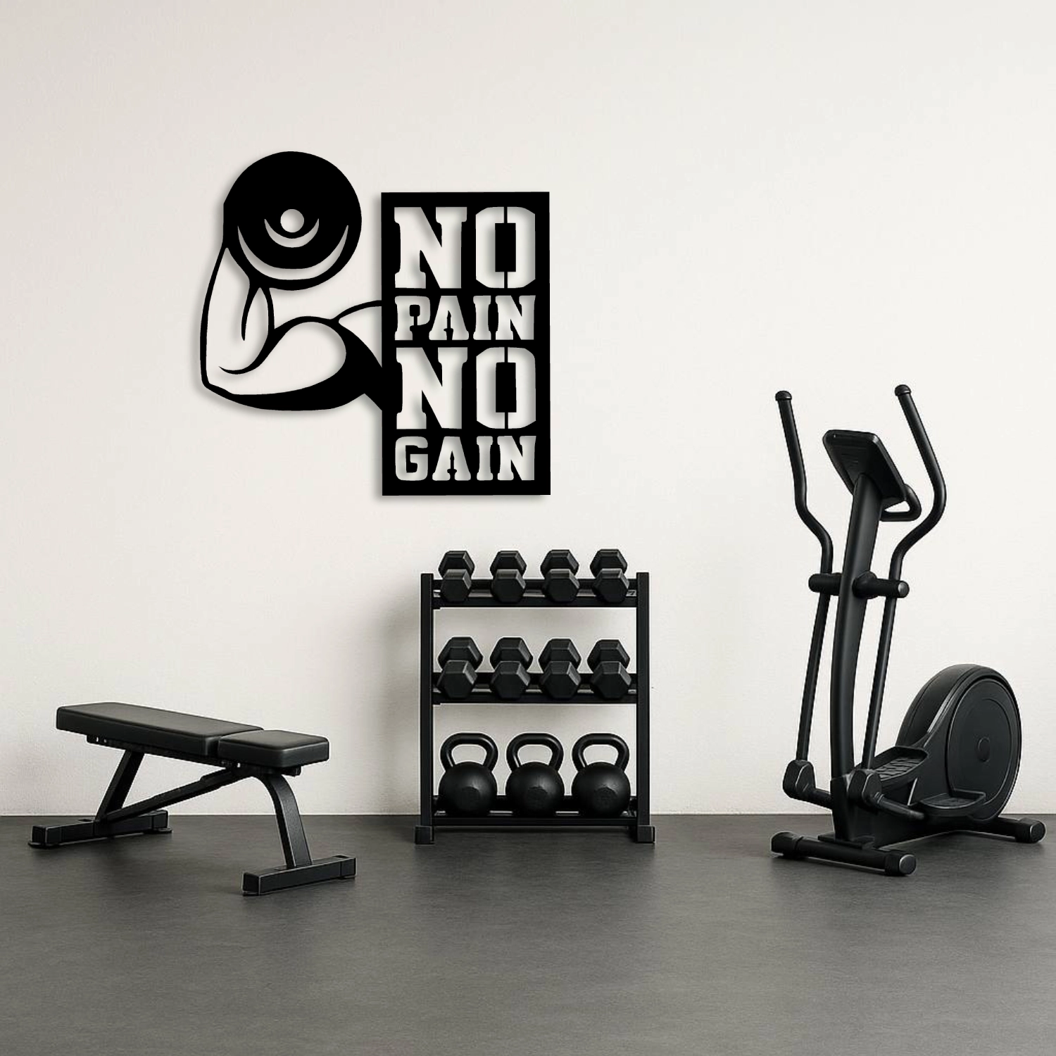 ’’No Pain No Gain’’ Motivasyon Yazılı Metal Duvar Tablosu