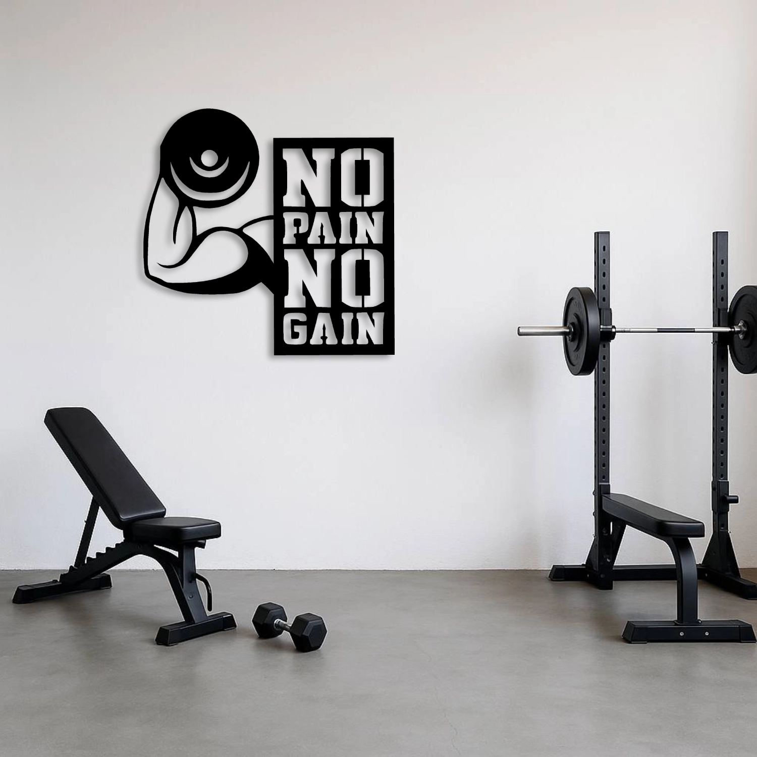 ’’No Pain No Gain’’ Motivasyon Yazılı Metal Duvar Tablosu