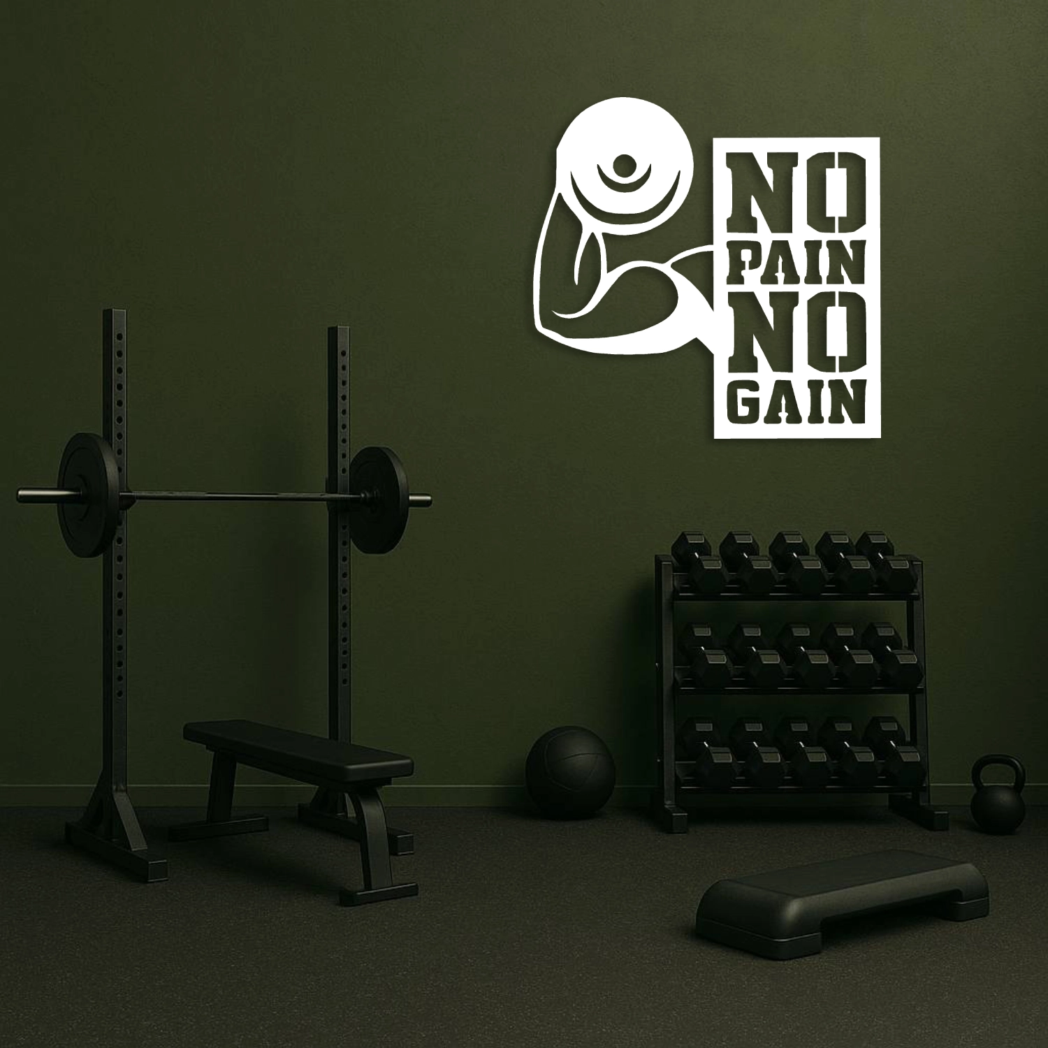 ’’No Pain No Gain’’ Motivasyon Yazılı Metal Duvar Tablosu