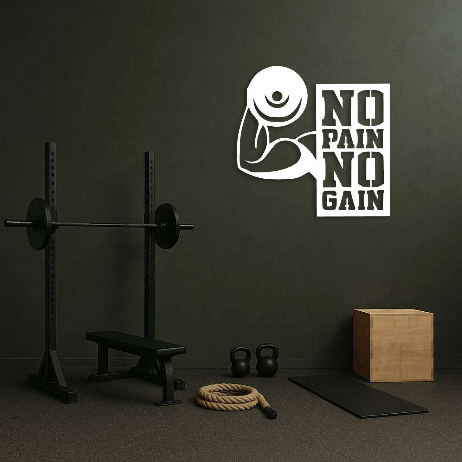 ’’No Pain No Gain’’ Motivasyon Yazılı Metal Duvar Tablosu