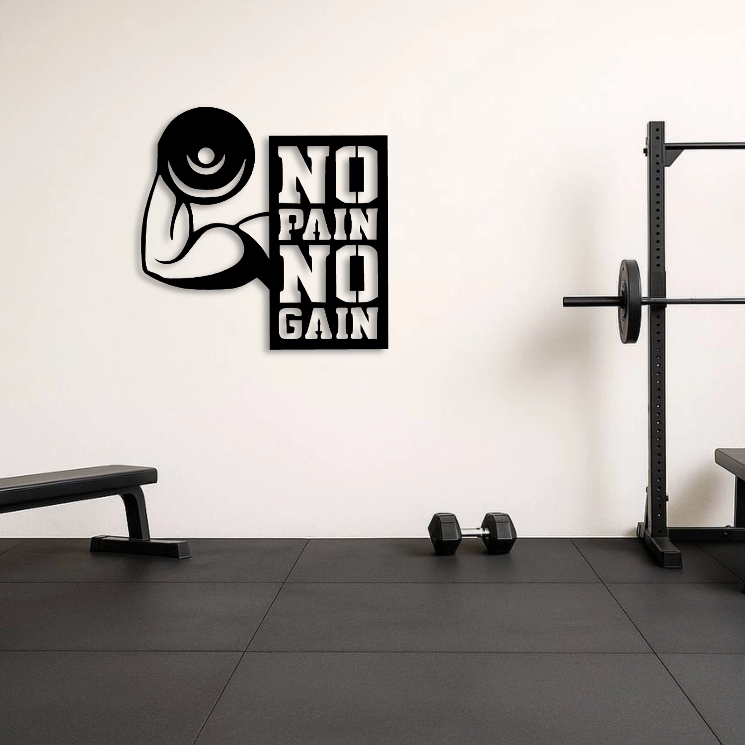 ’’No Pain No Gain’’ Motivasyon Yazılı Metal Duvar Tablosu