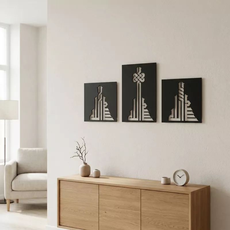 Besmele Yazılı Metal Tablo Set