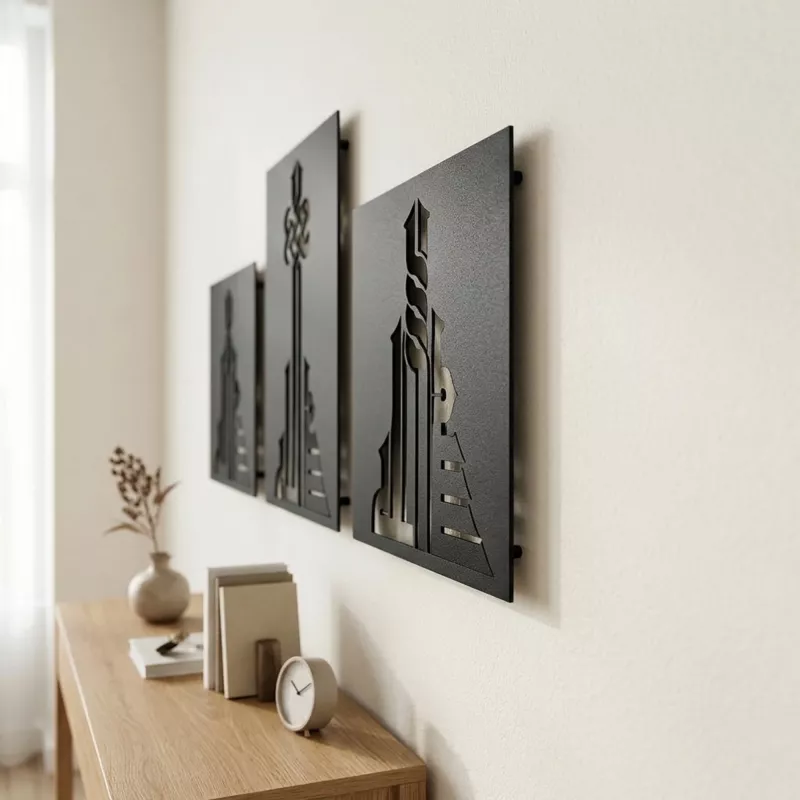 Besmele Yazılı Metal Tablo Set