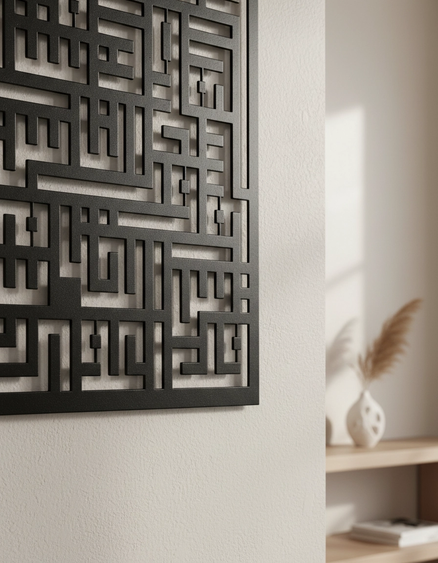 Kufi Nas / Felak Suresi 2’li Metal Tablo Set gümüş