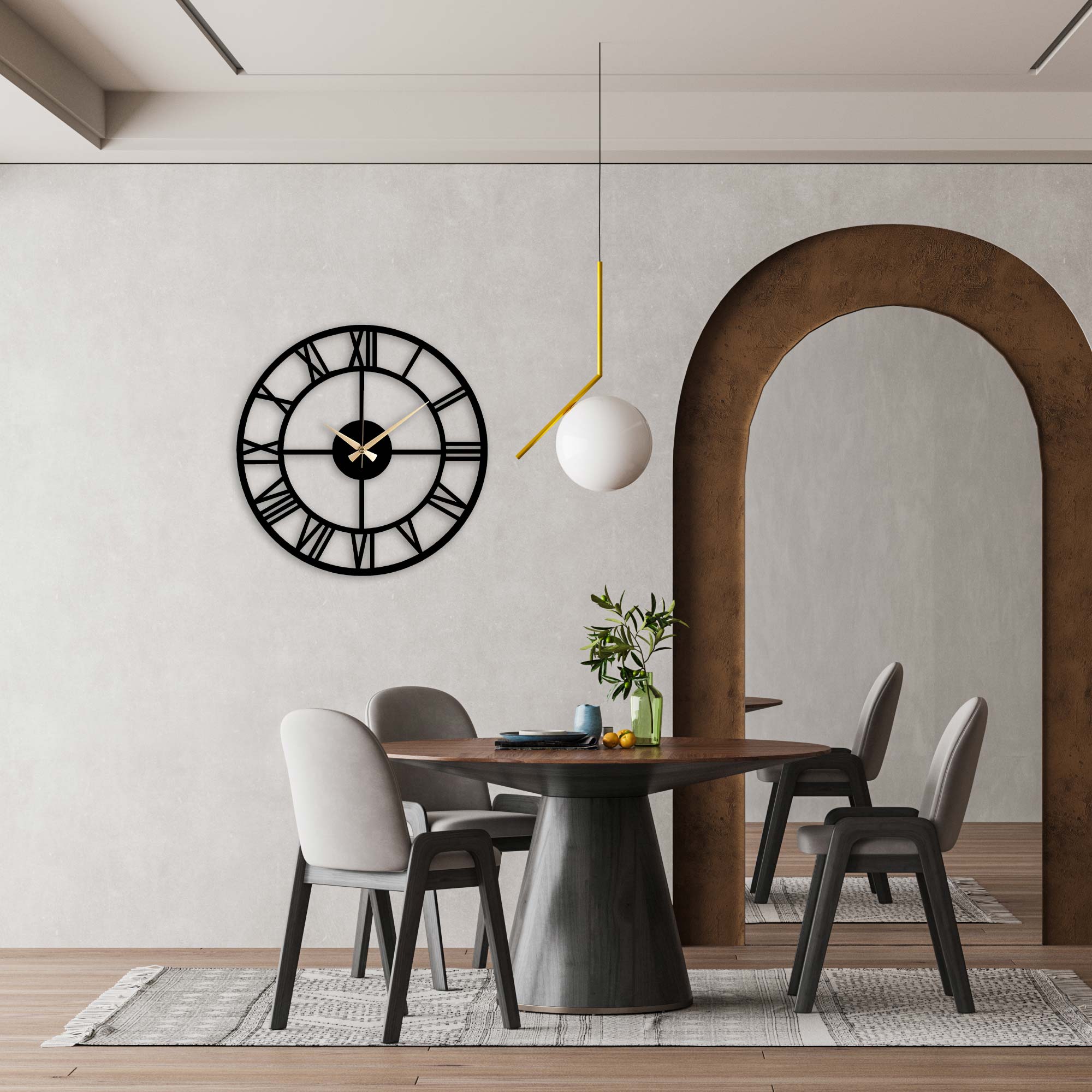 Roma Rakamlı Metal Duvar Saati -5004