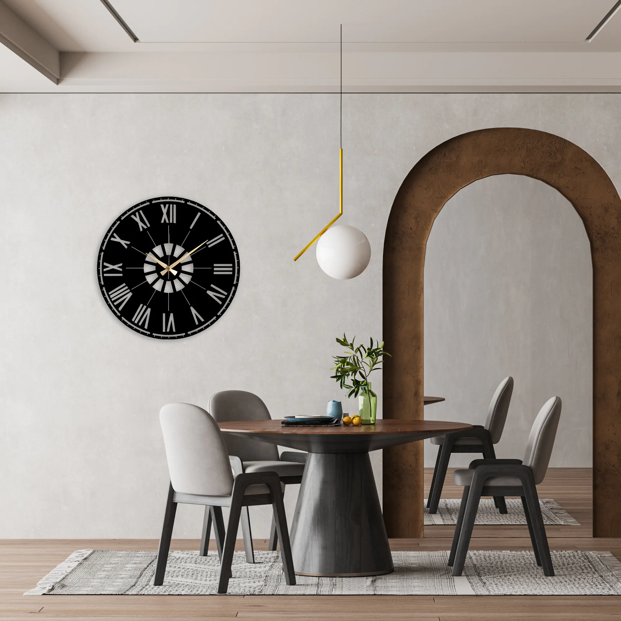 Metal Roman Numeral Wall Clock