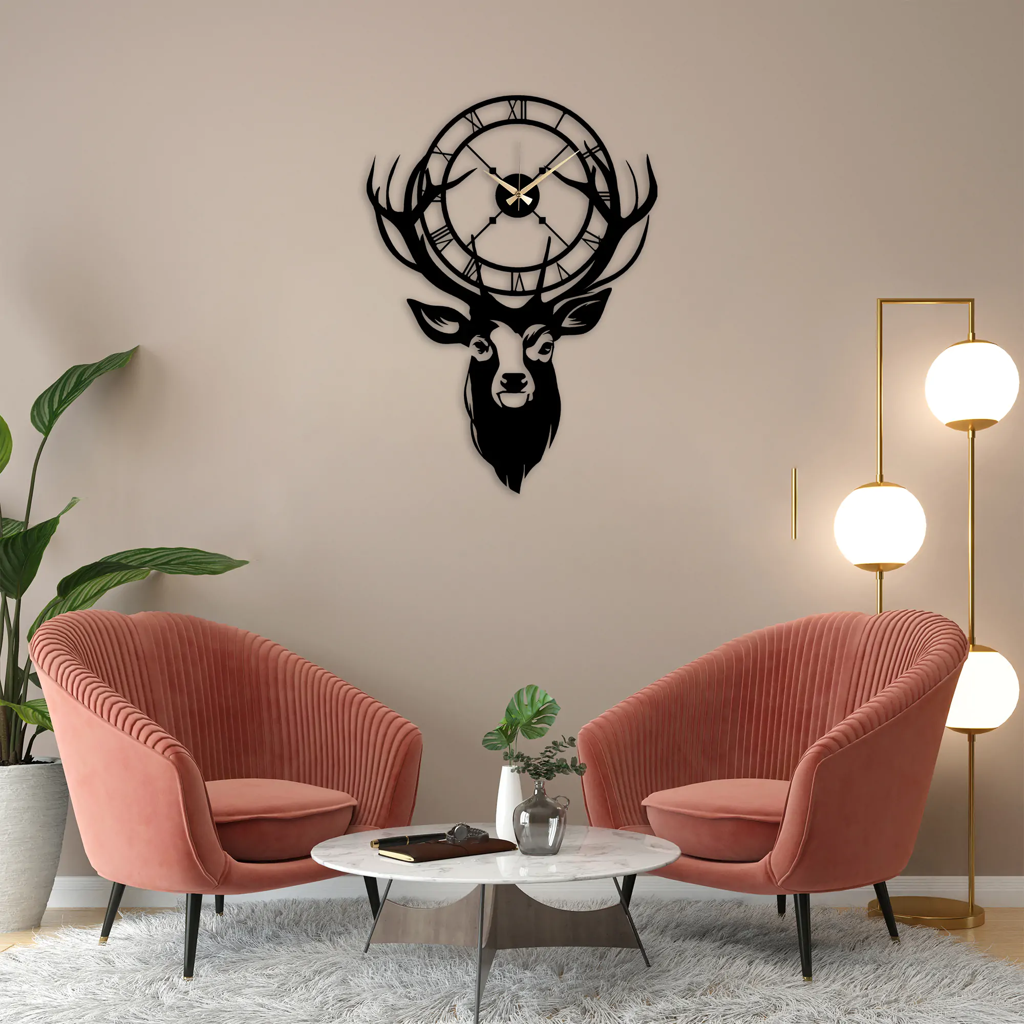 Deer Metal Clock