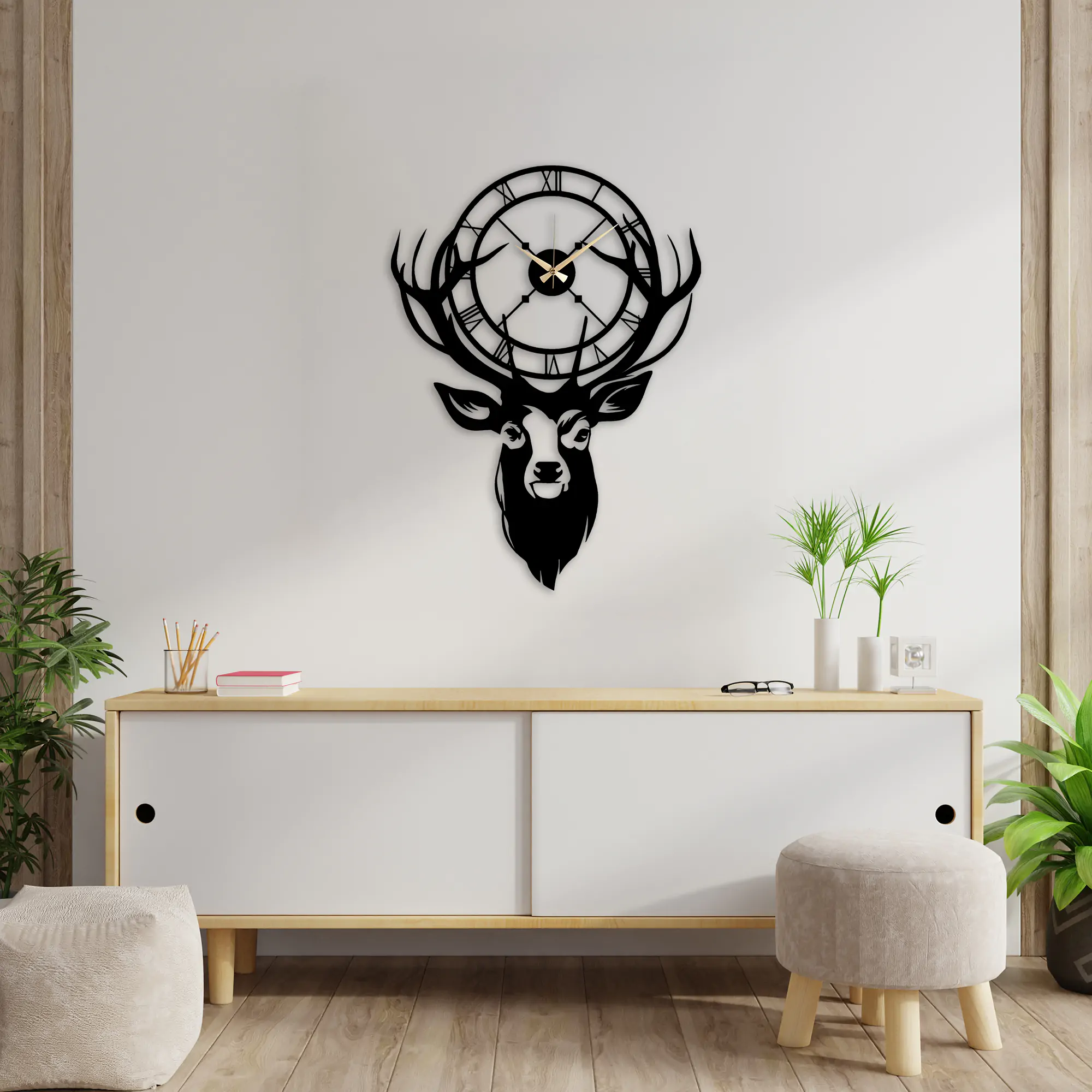 Deer Metal Clock