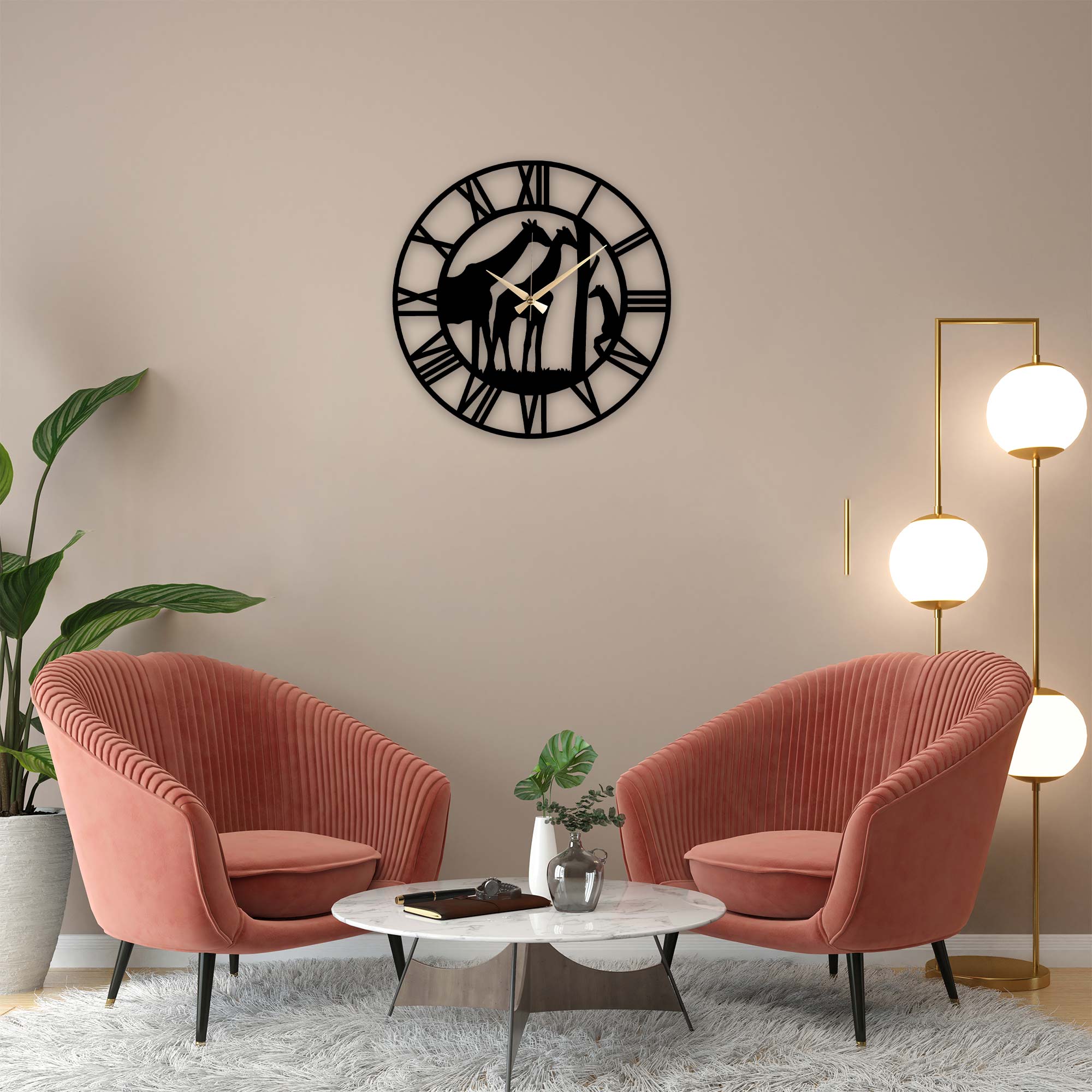 Giraffe Figured Metal Wall Clock