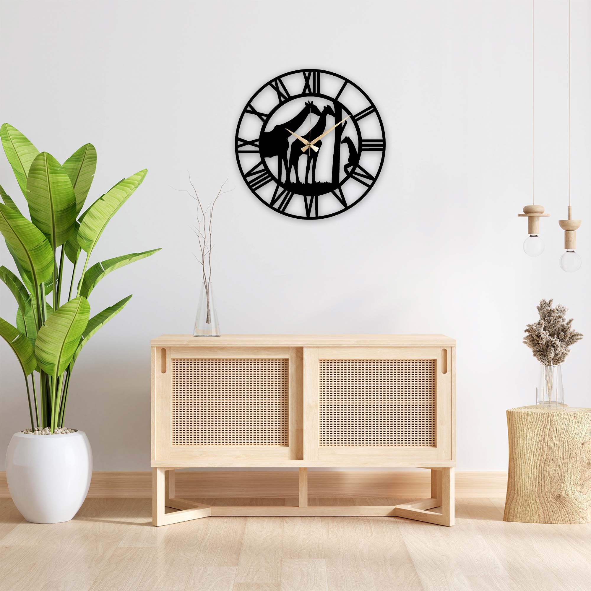 Giraffe Figured Metal Wall Clock