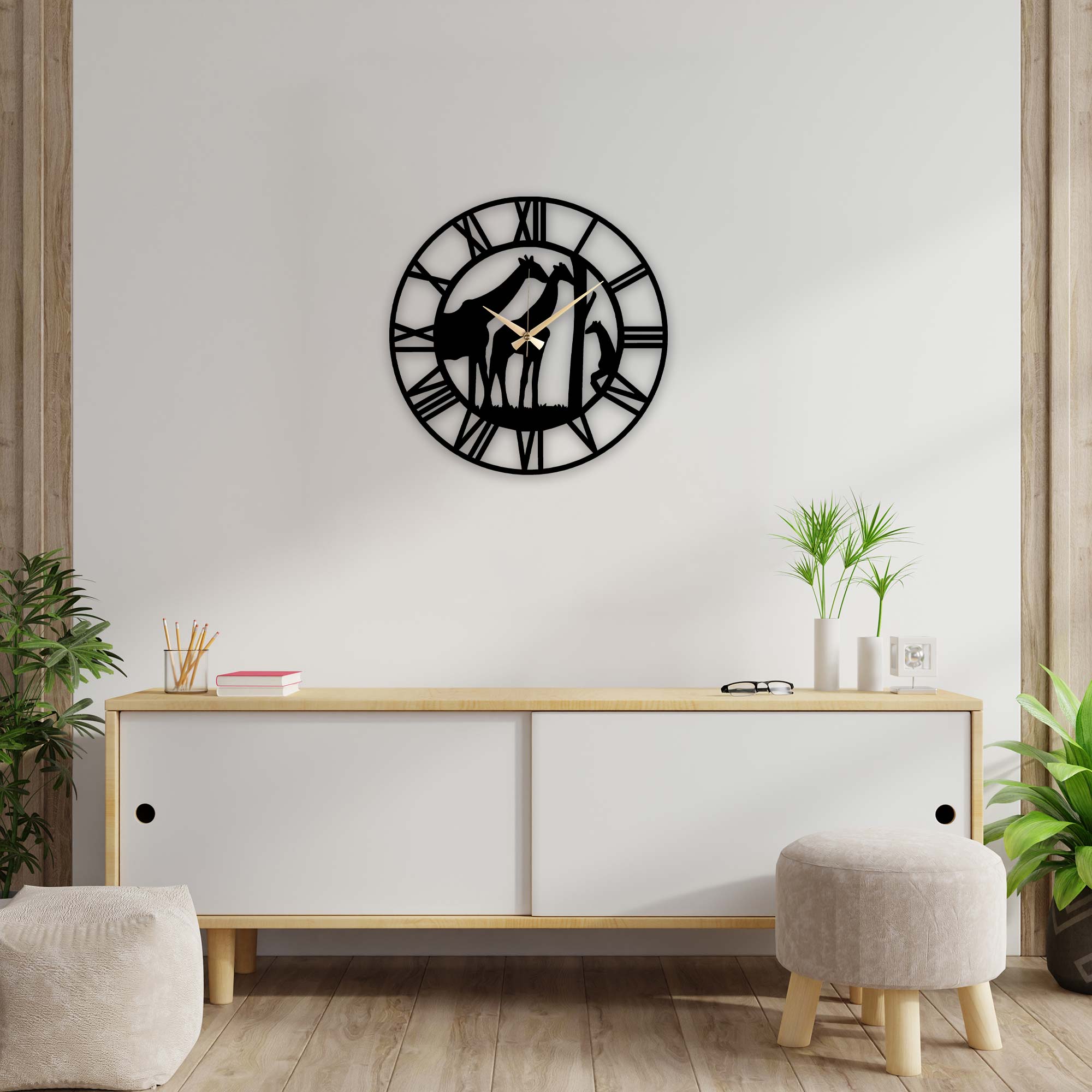 Giraffe Figured Metal Wall Clock