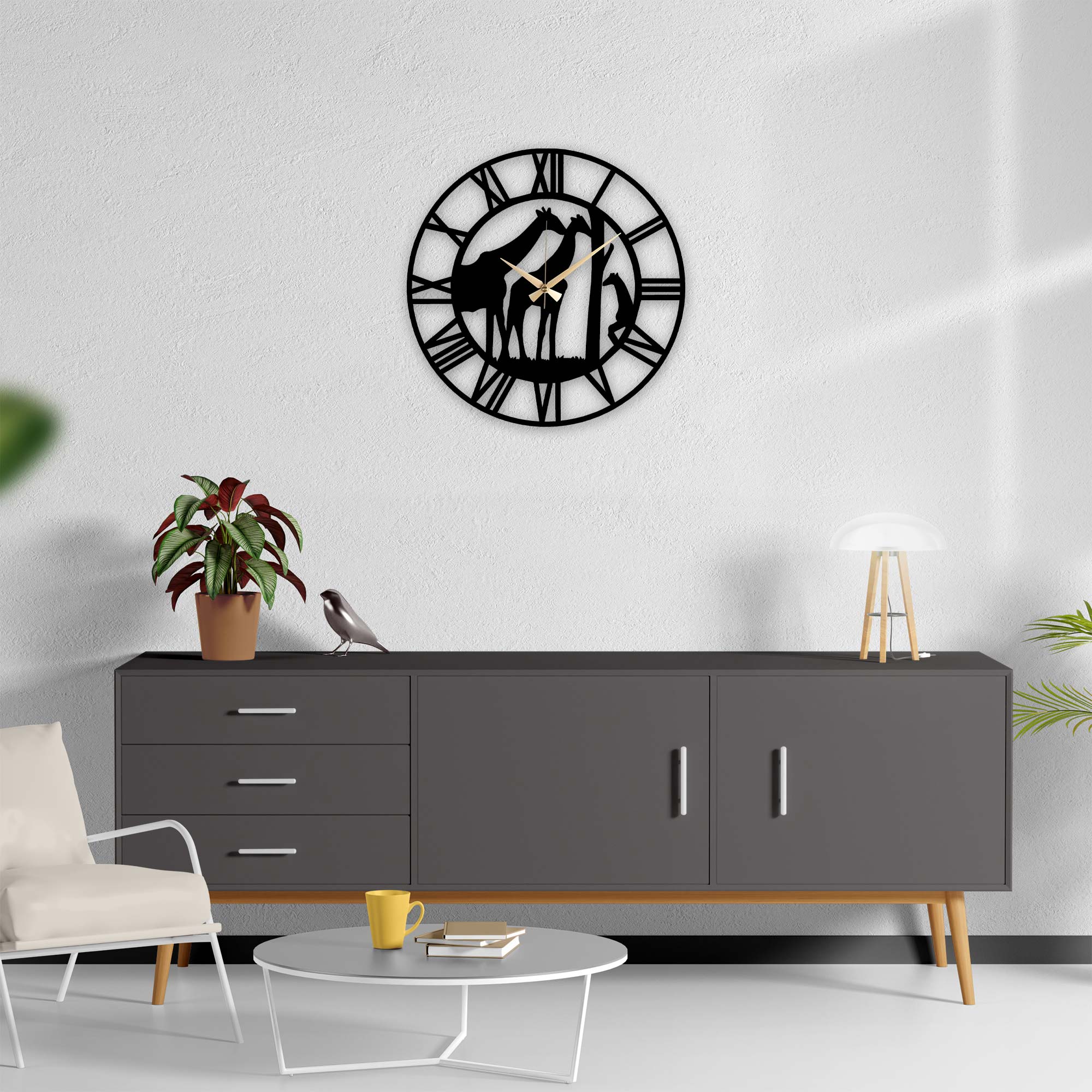 Giraffe Figured Metal Wall Clock