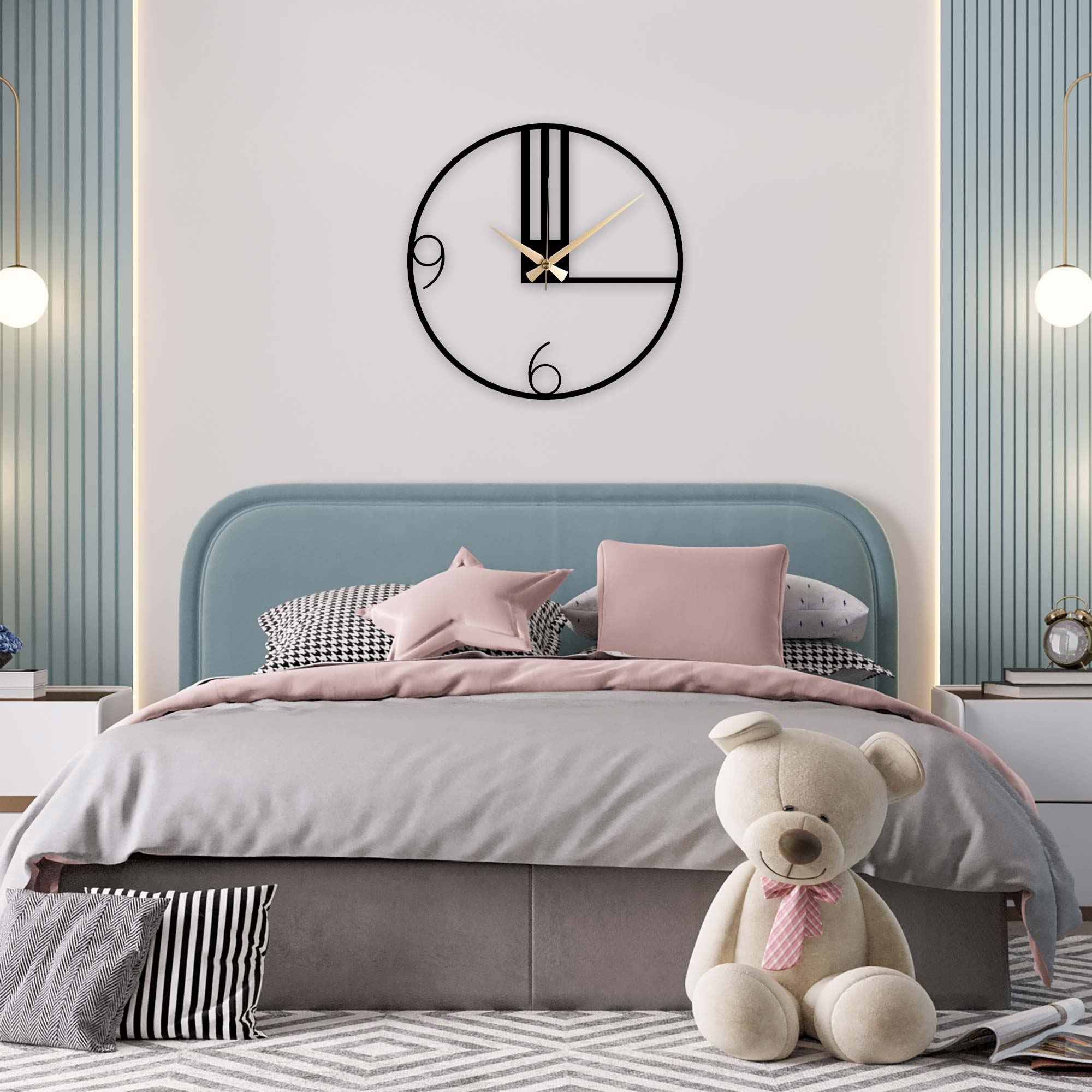 Line Metal Clock
