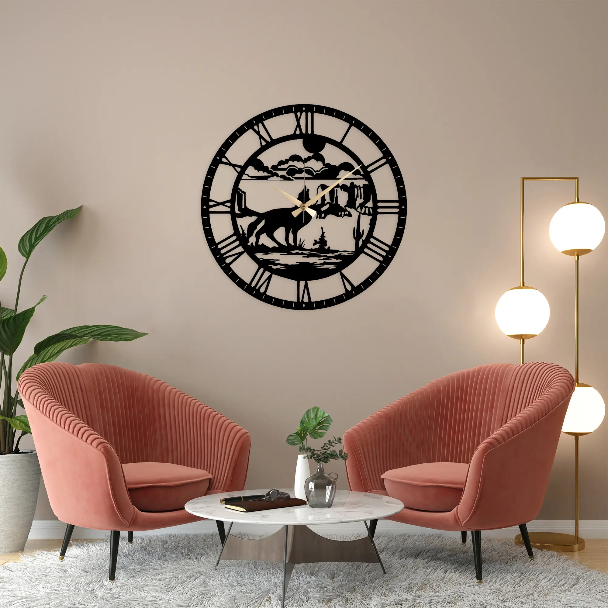 Wolven Metal Clock