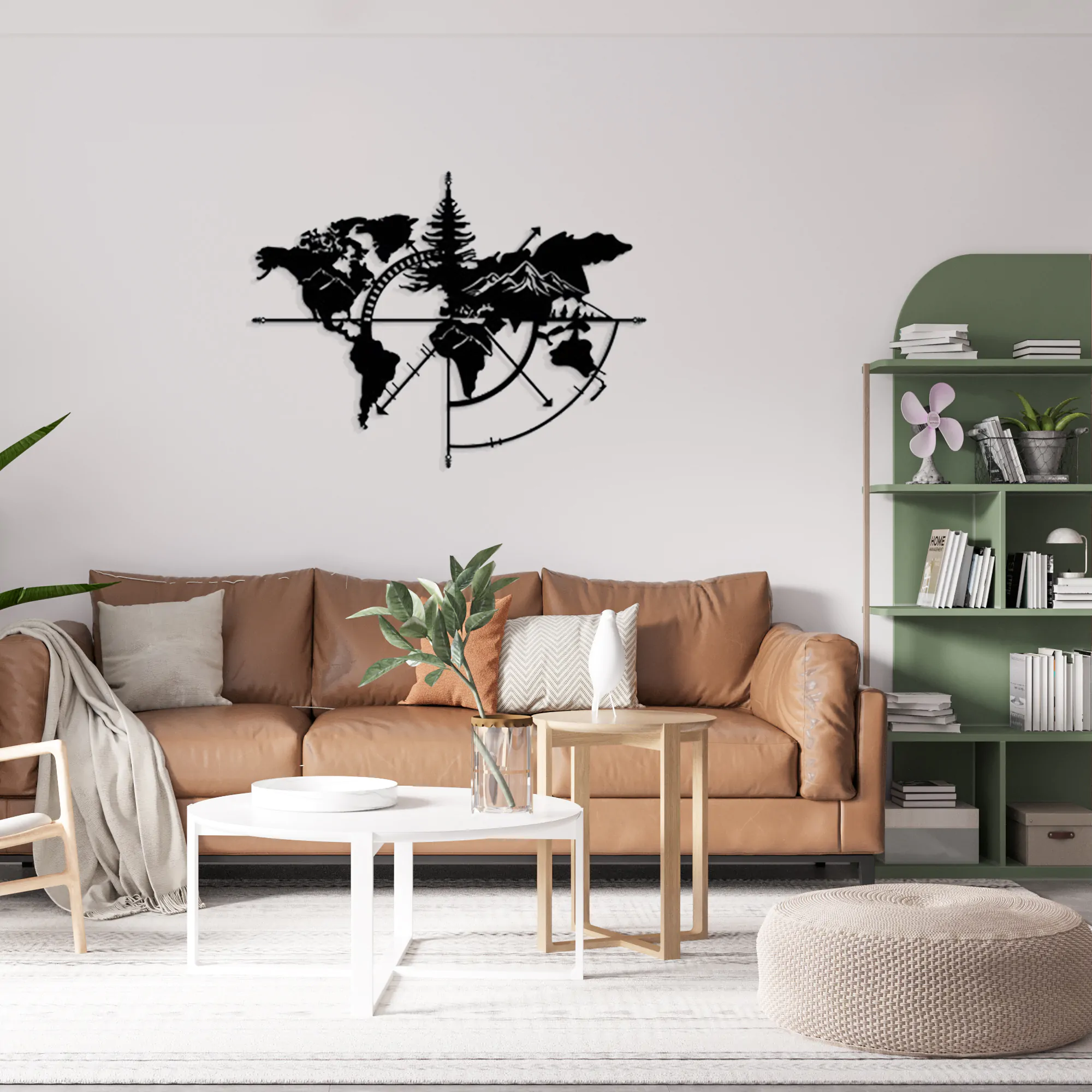 Everest Desenli Pusula Dünya Haritası