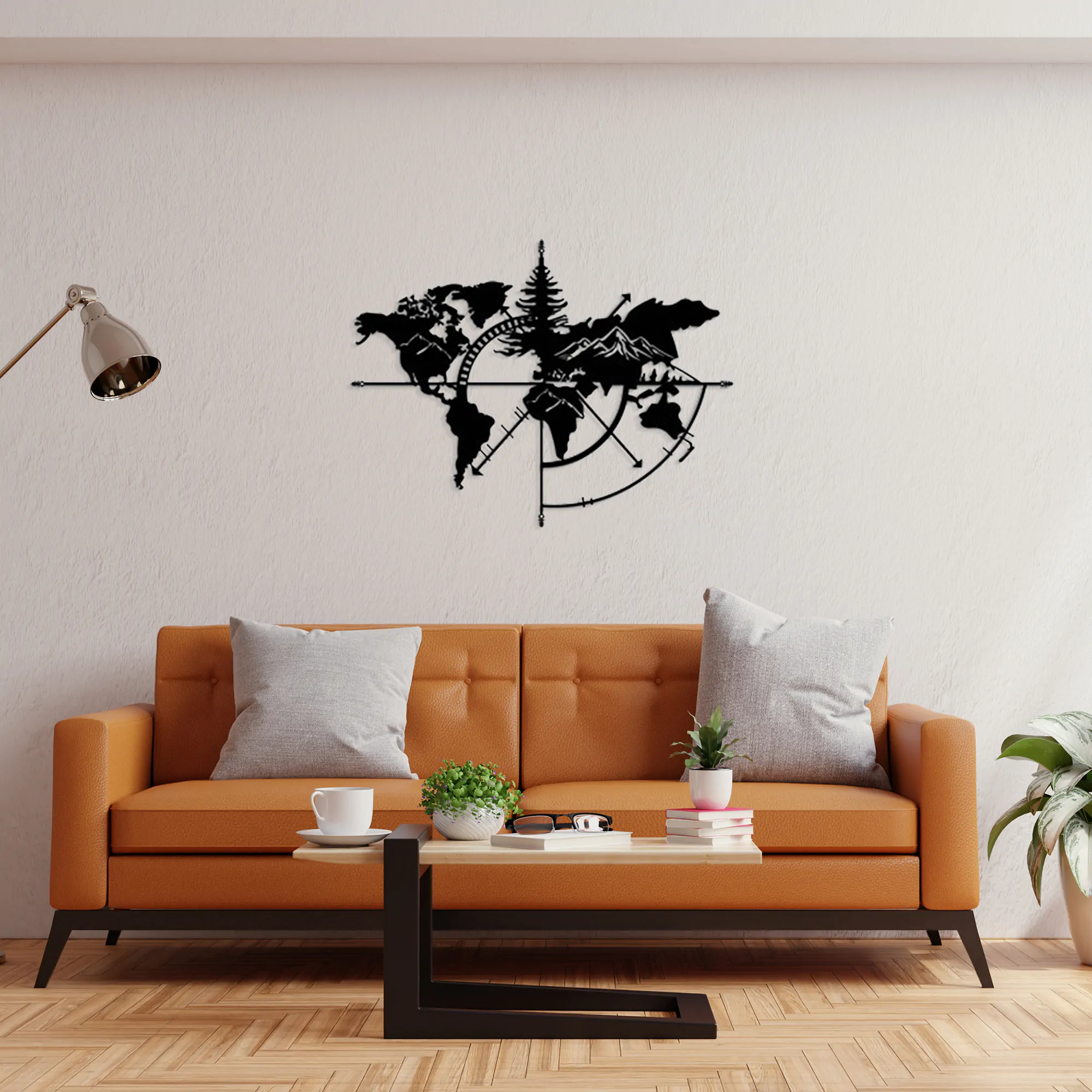 Everest Desenli Pusula Dünya Haritası