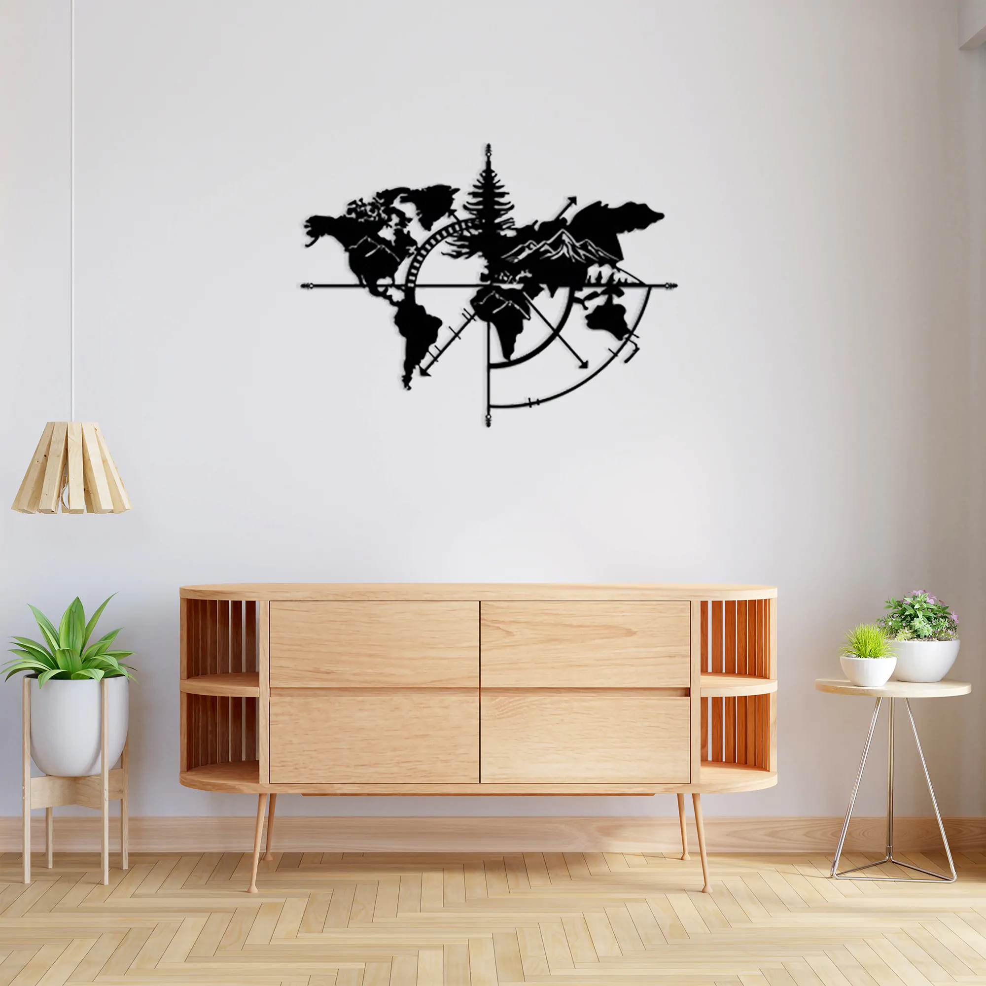 Everest Desenli Pusula Dünya Haritası