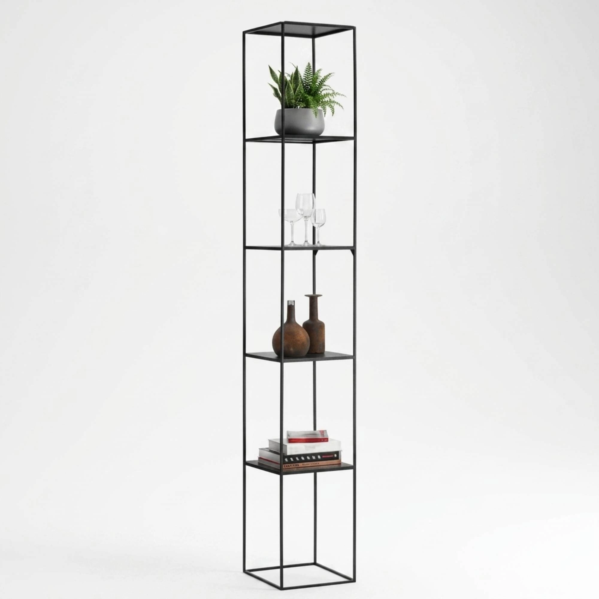 Metal Kitaplık Köşe Raf Minimalist