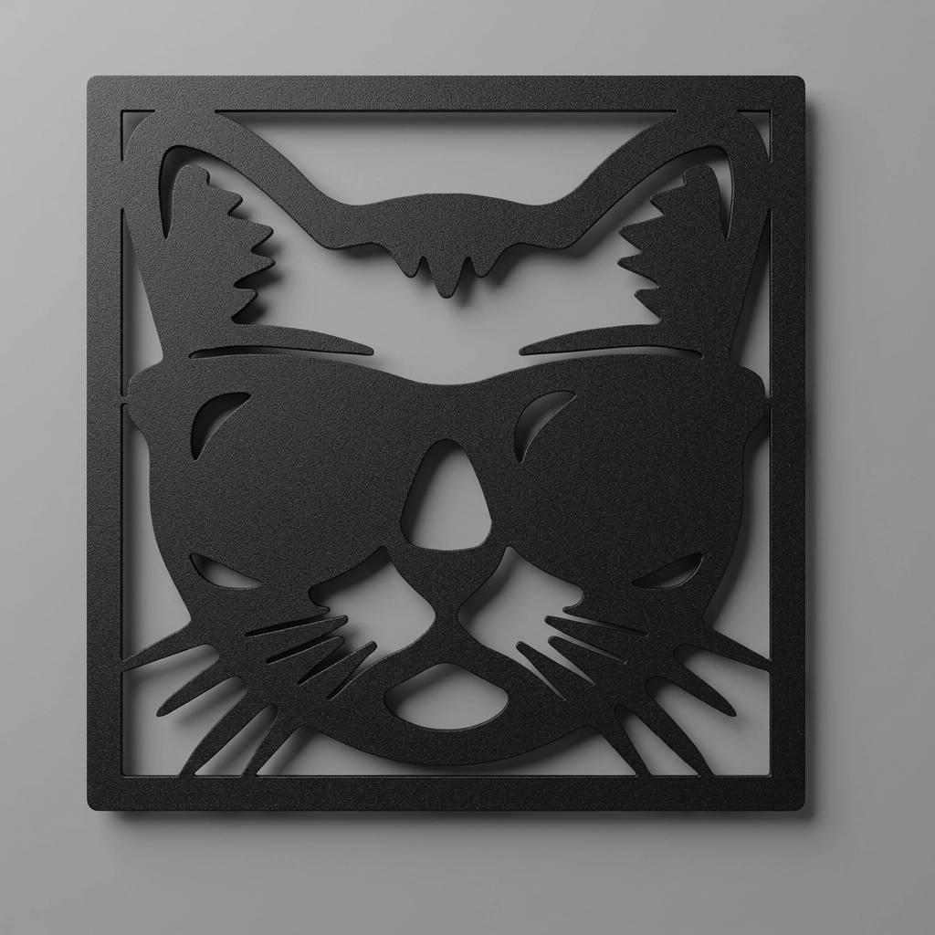 Cat With Glasses Metal Wall Art