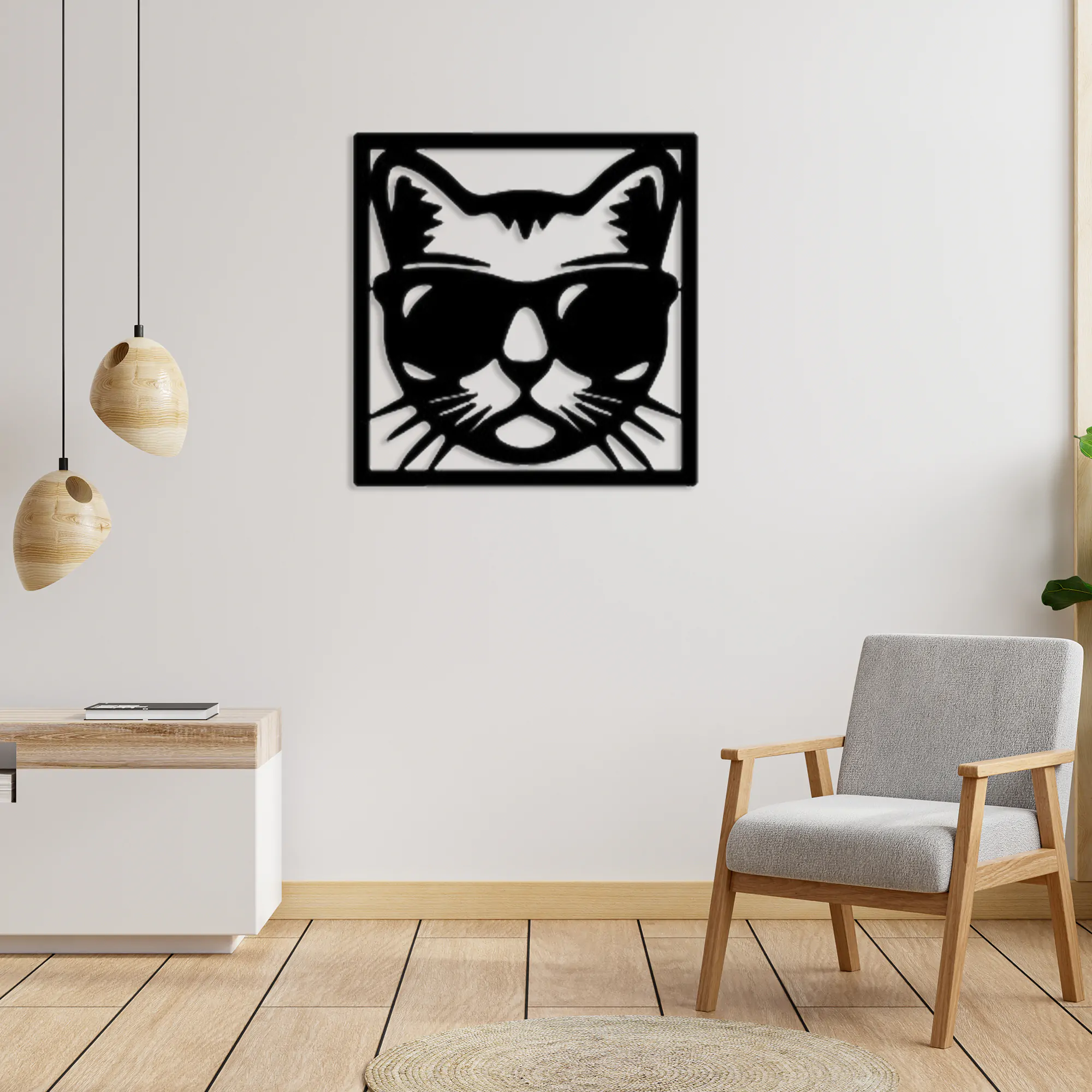 Cat With Glasses Metal Wall Art
