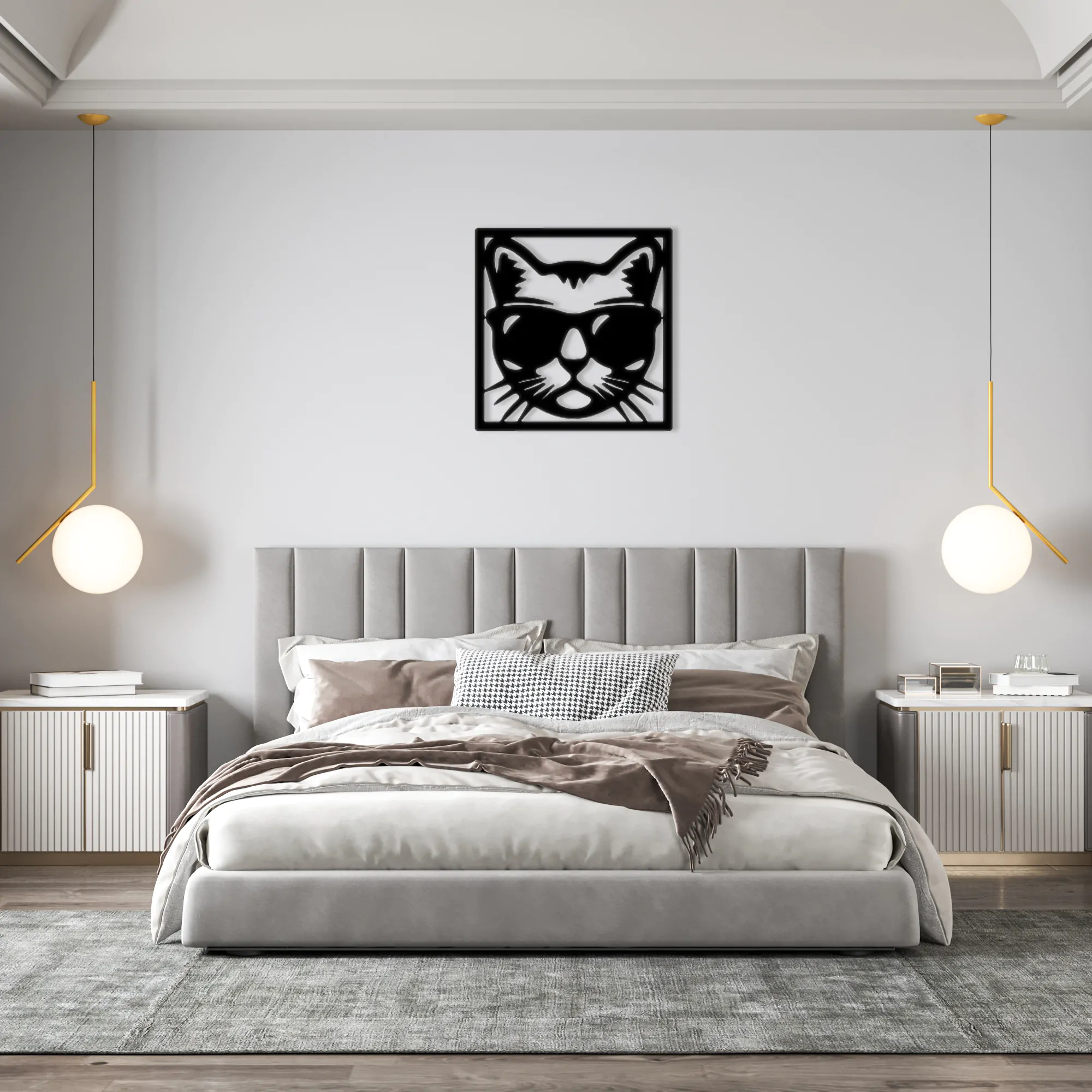 Cat With Glasses Metal Wall Art