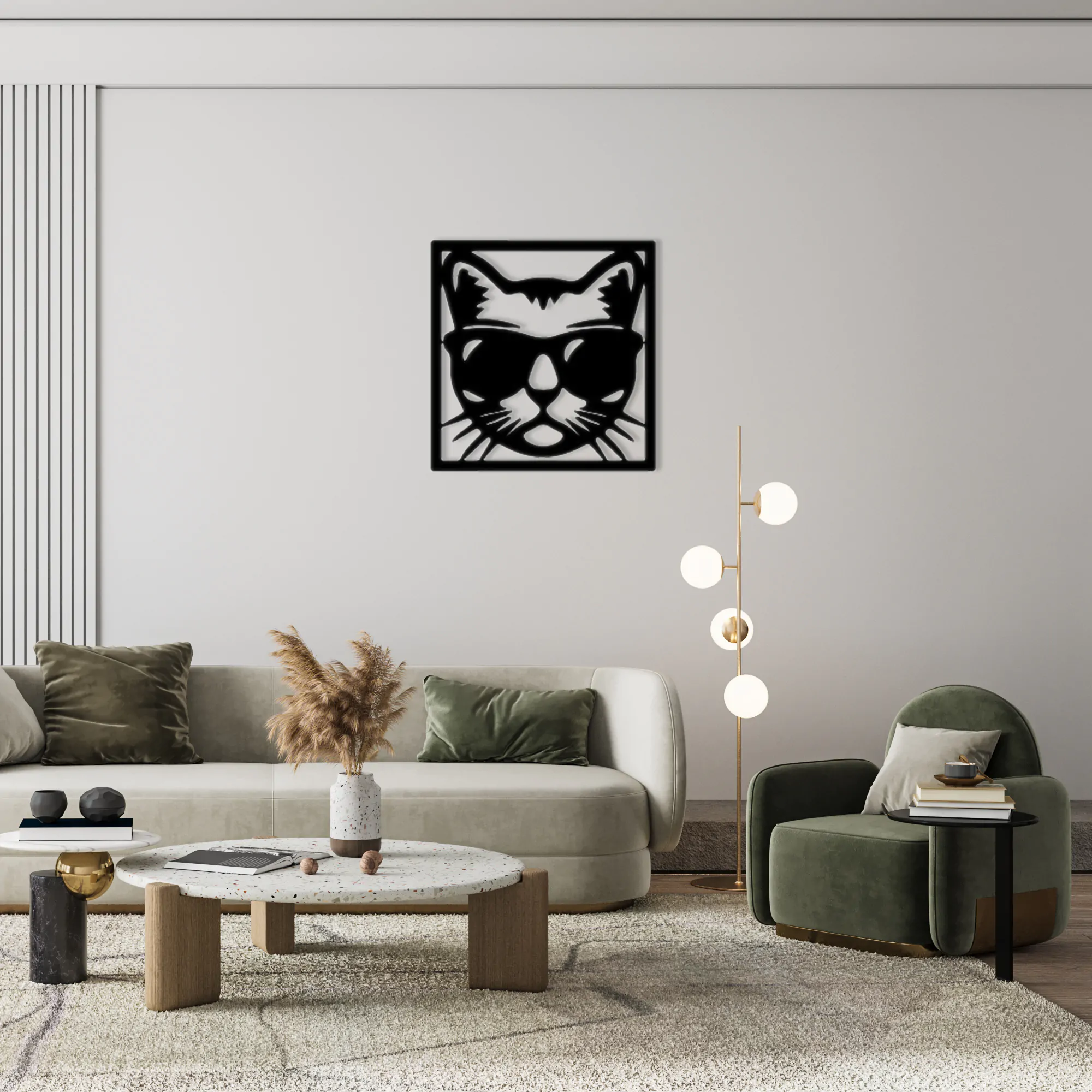 Cat With Glasses Metal Wall Art