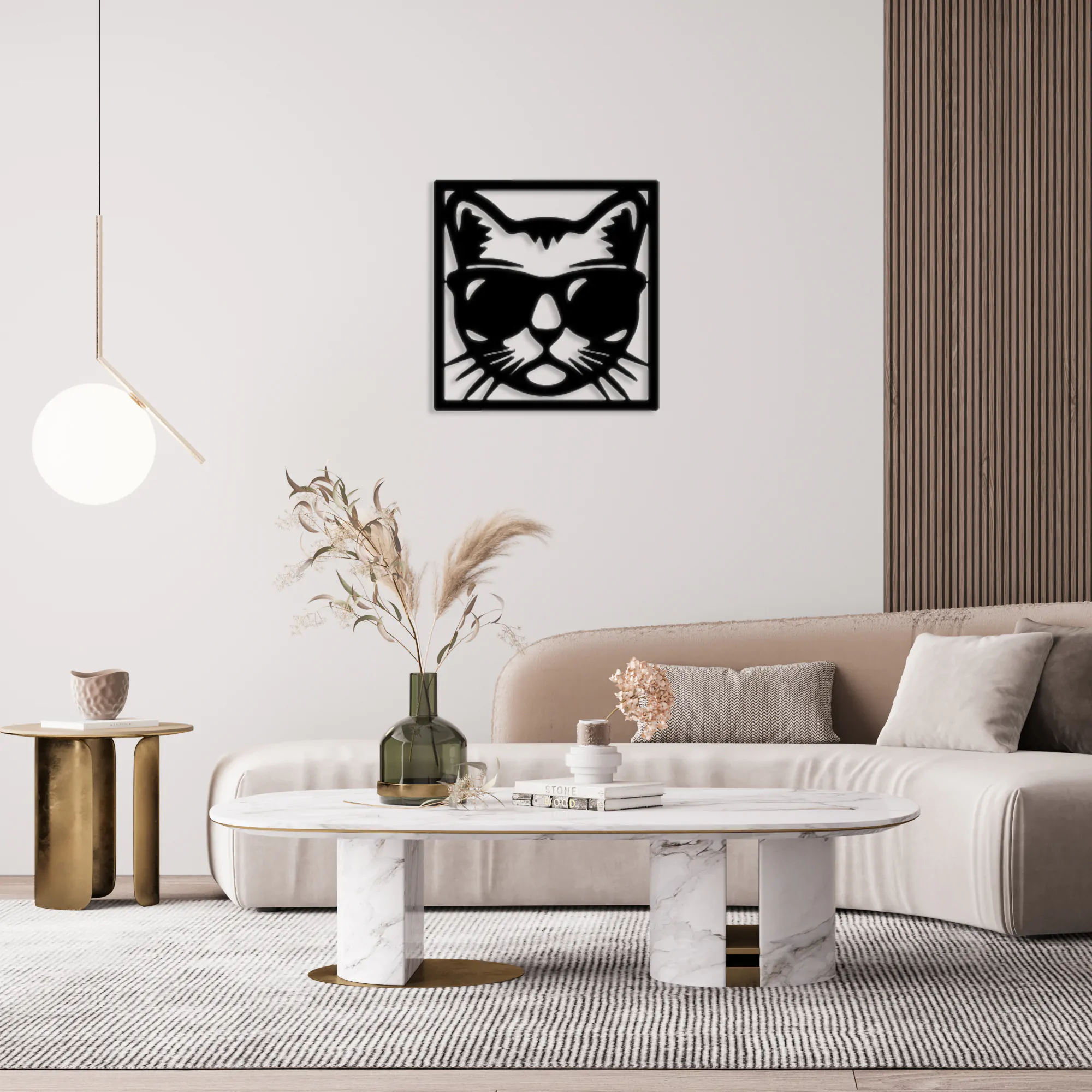 Cat With Glasses Metal Wall Art