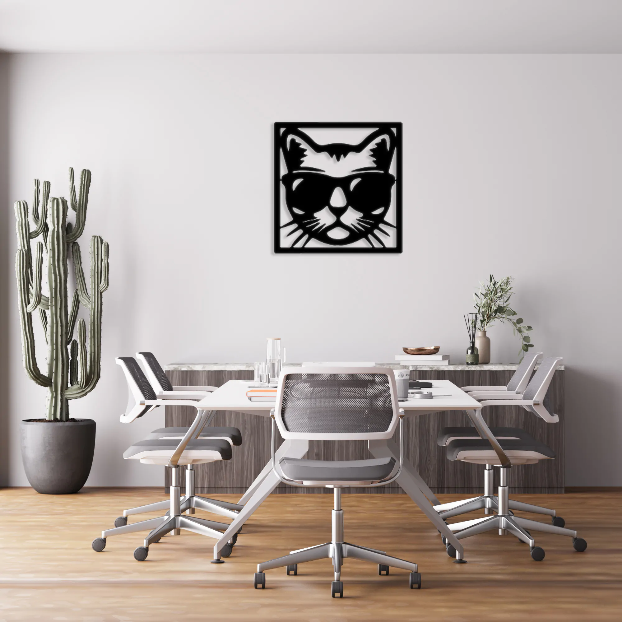 Cat With Glasses Metal Wall Art