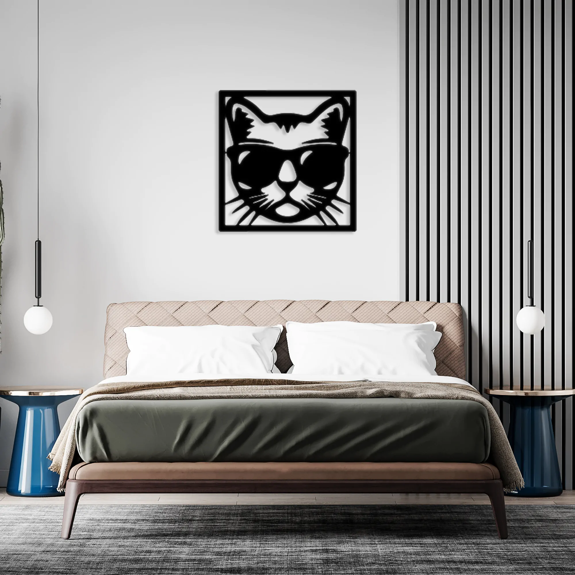Cat With Glasses Metal Wall Art