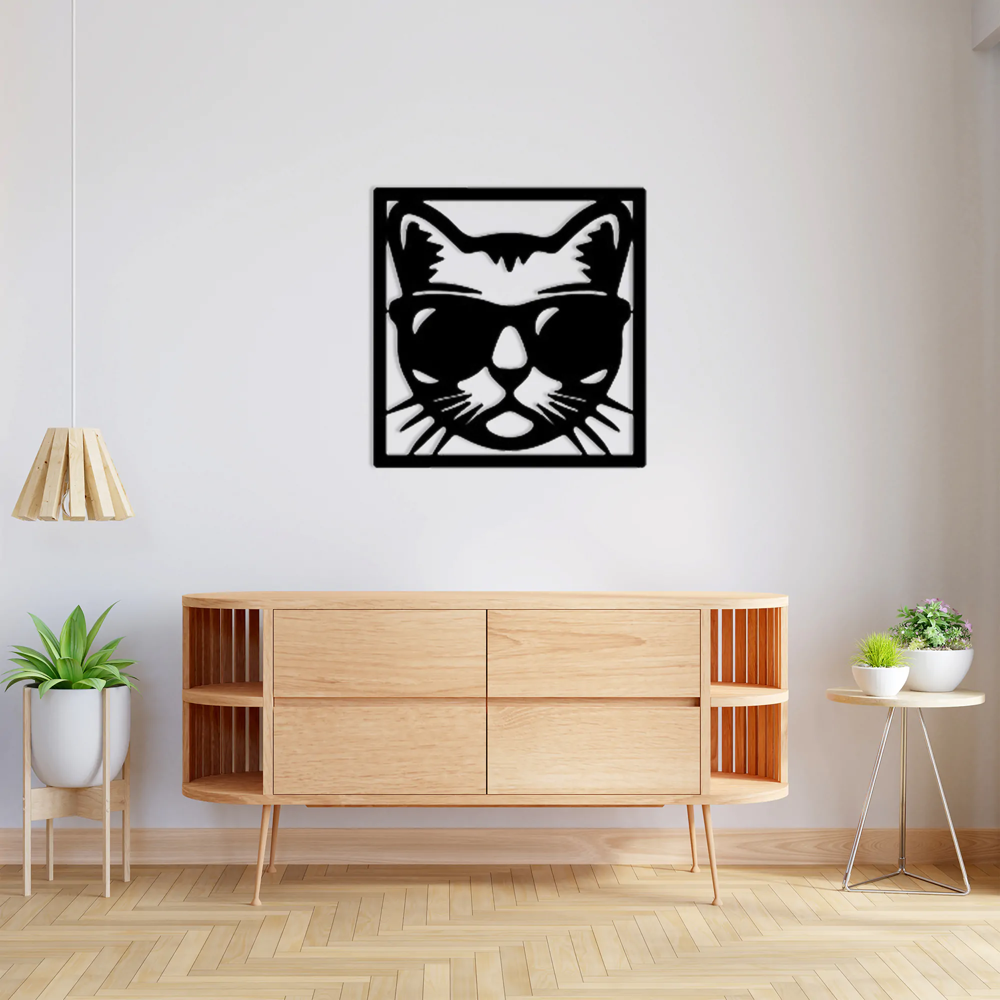 Cat With Glasses Metal Wall Art